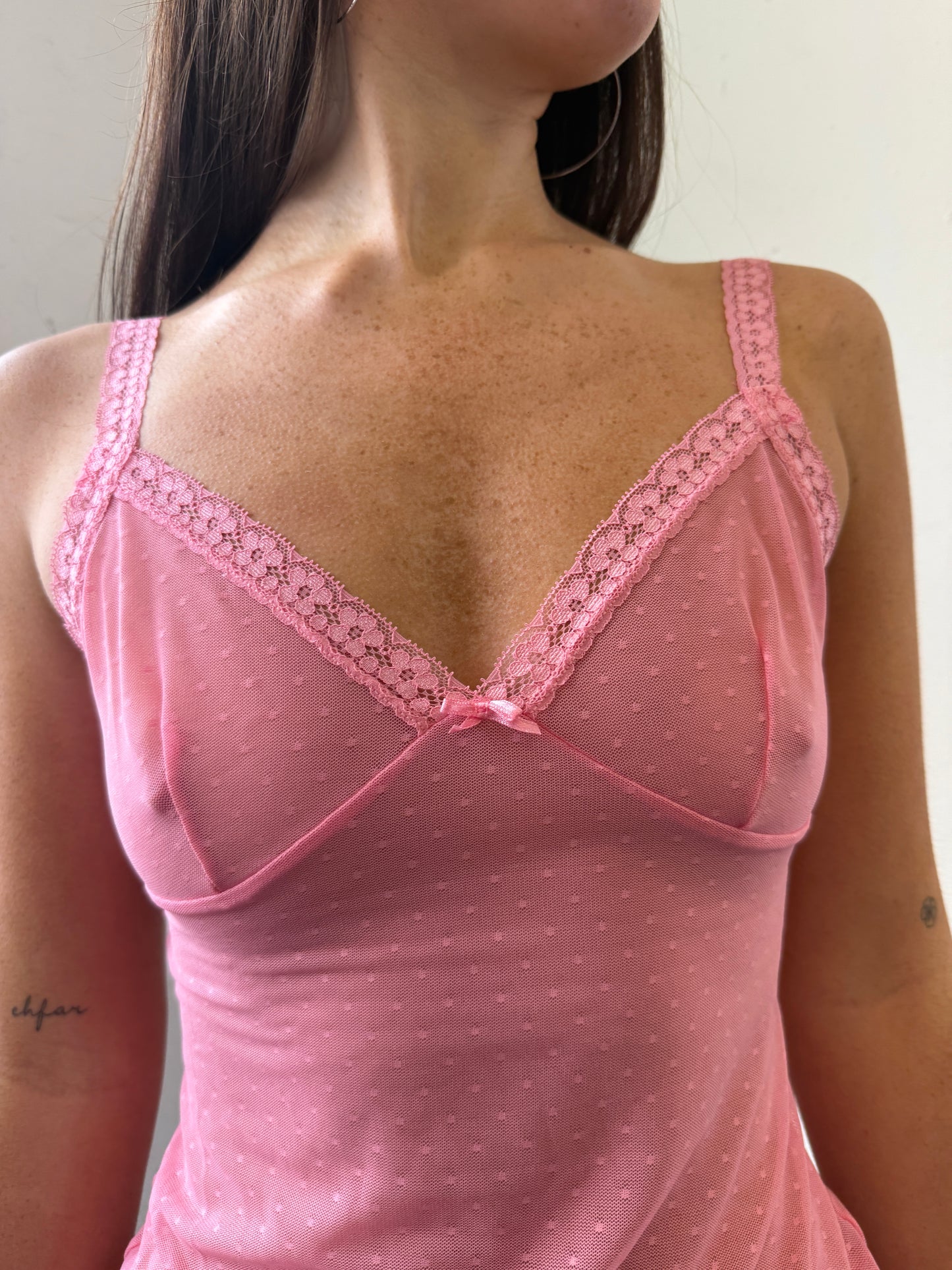 Pink Sheer Cami Top - Size Small