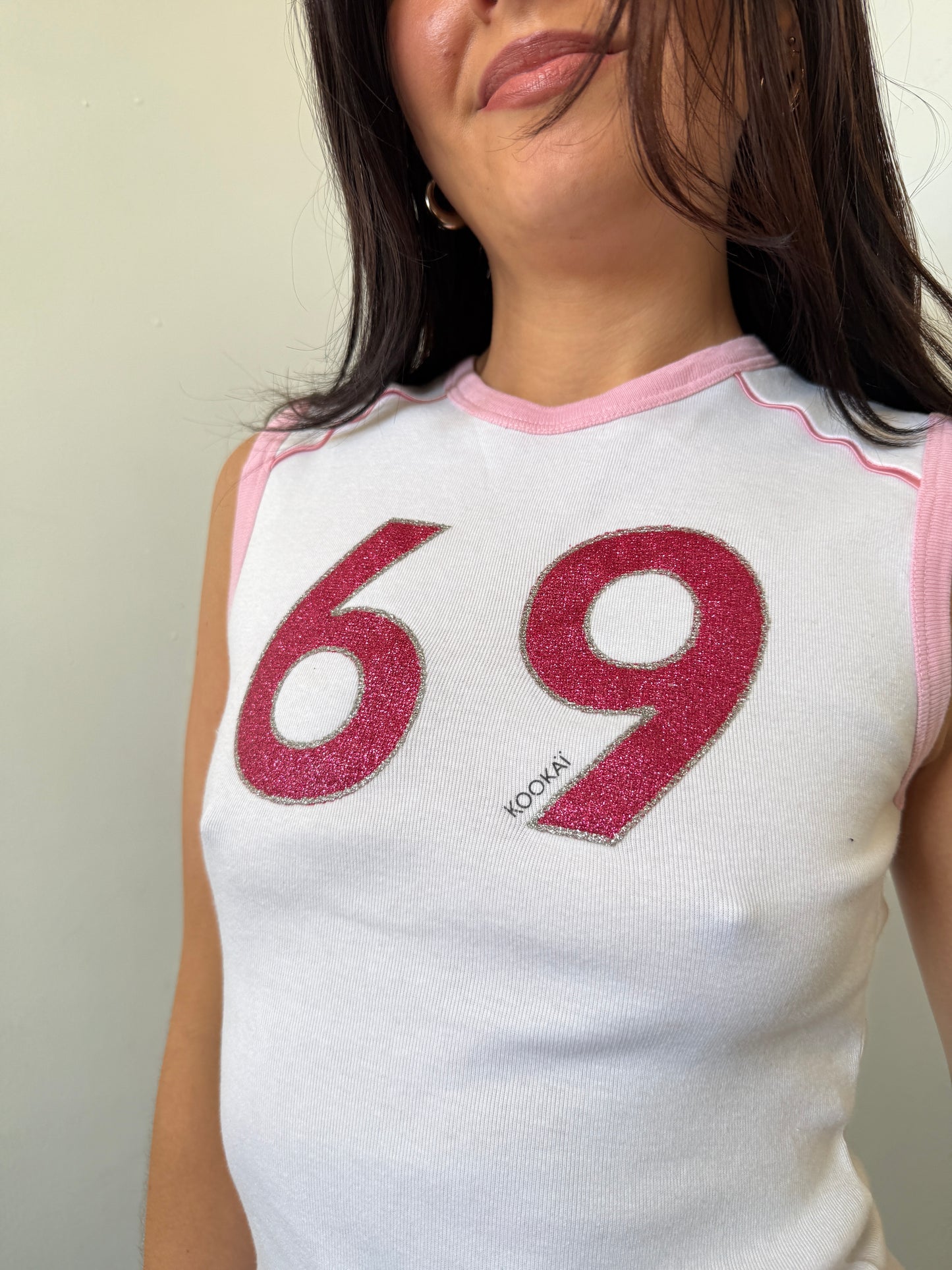 White Pink Tank 69 Top - Size Small