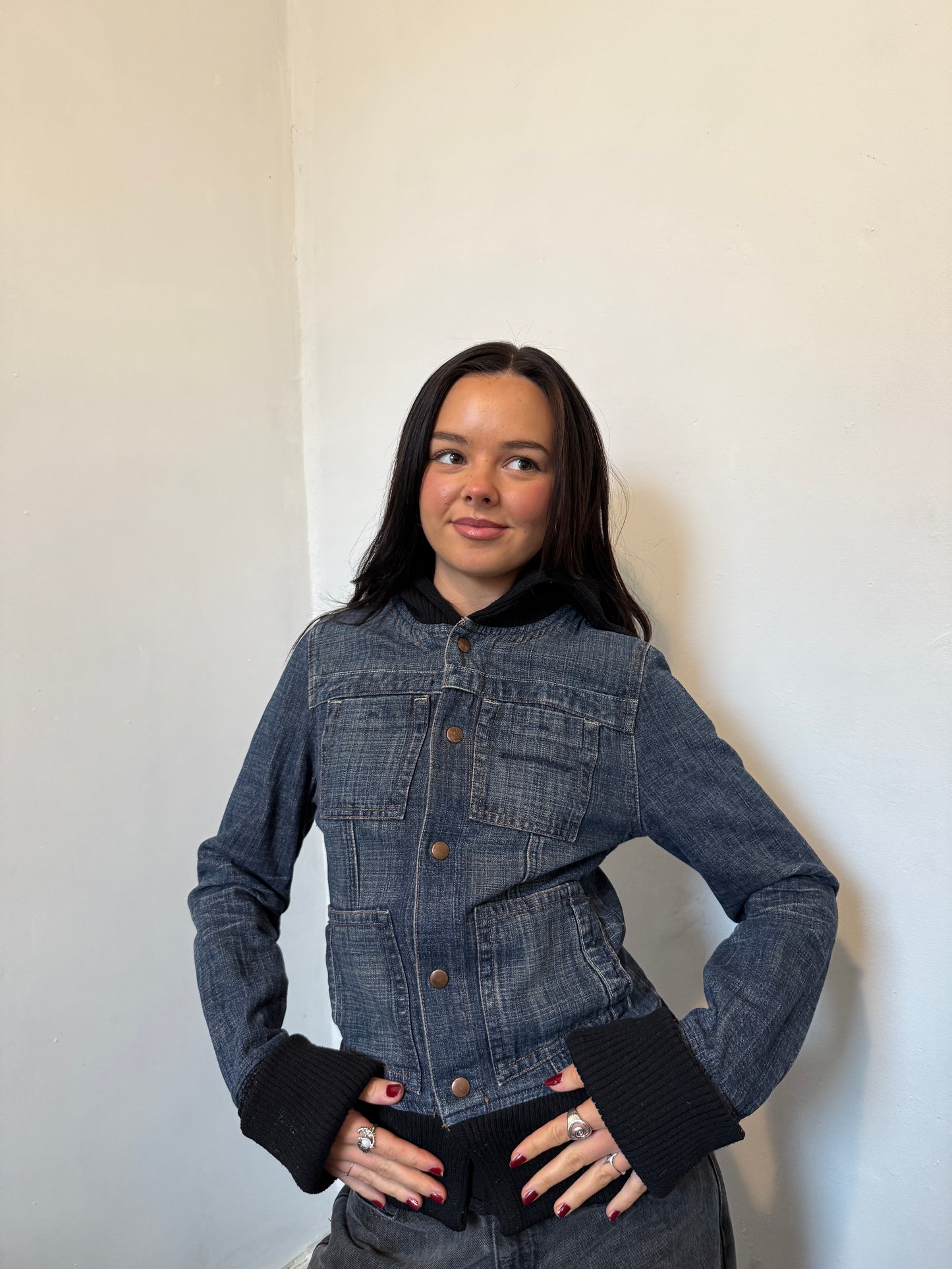 Denim Blue Black Jacket - Size 8