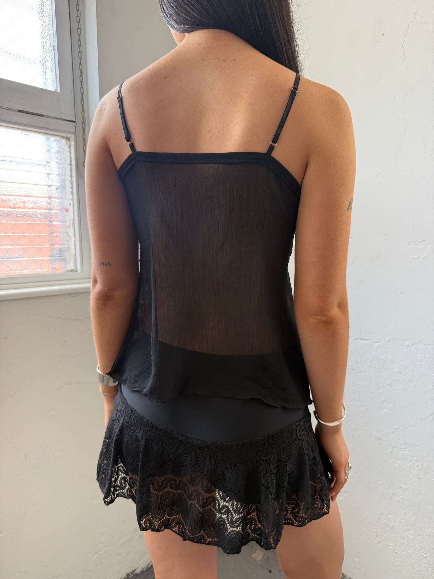 Black Lace Cami Top - Size Medium