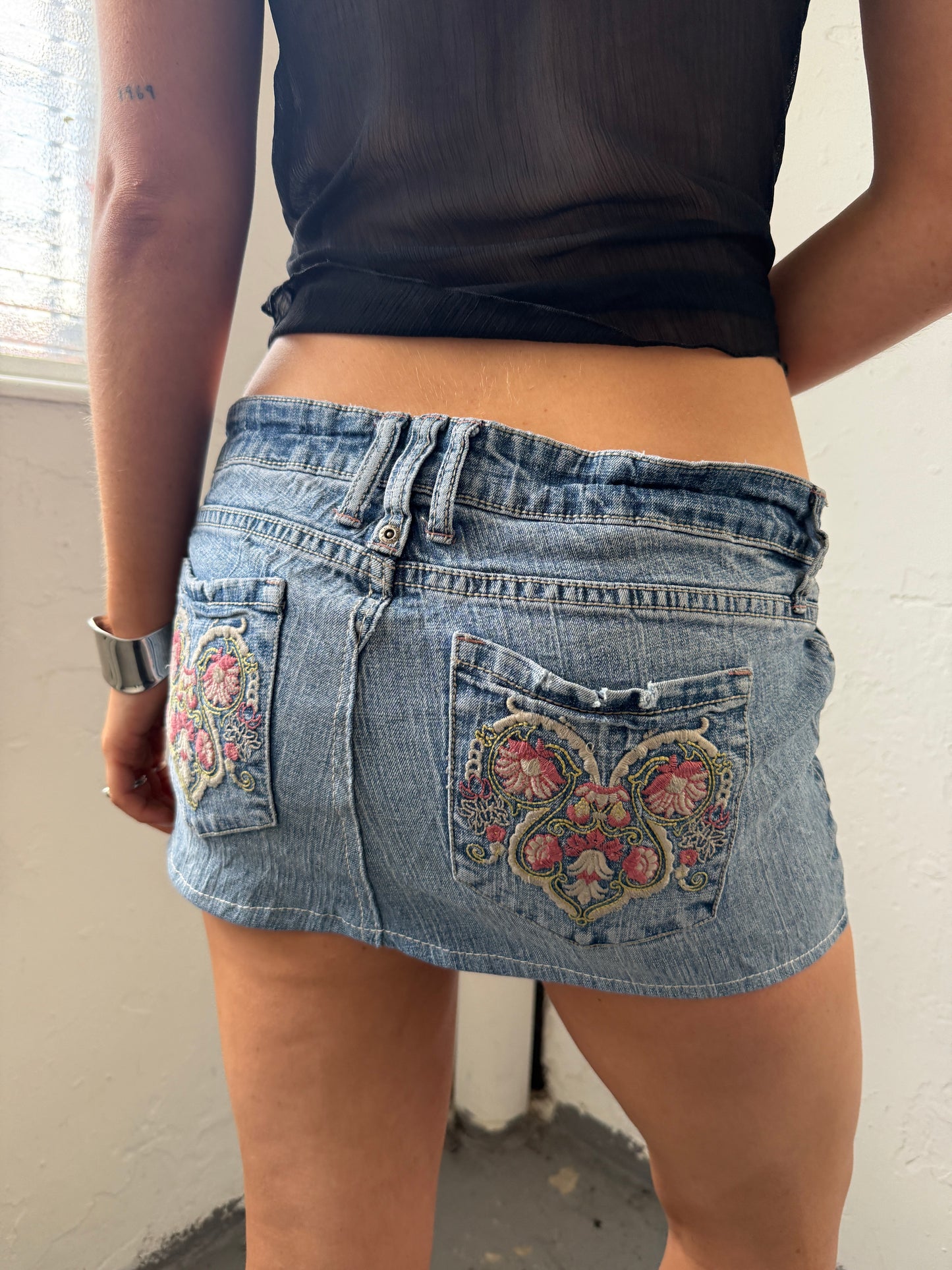 Denim Blue Mini Skirt - W34