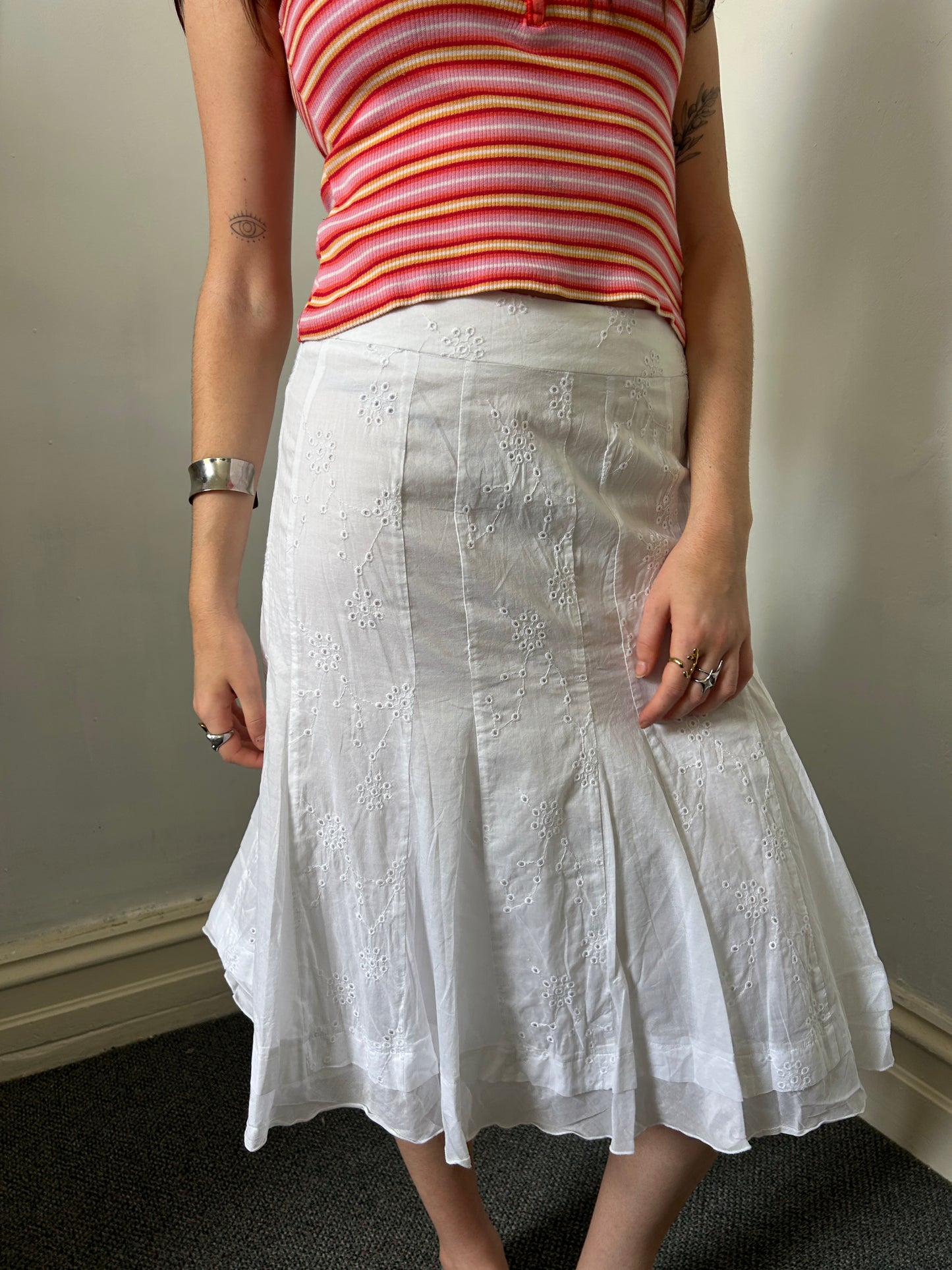 White Maxi Midi Skirt - Size Medium