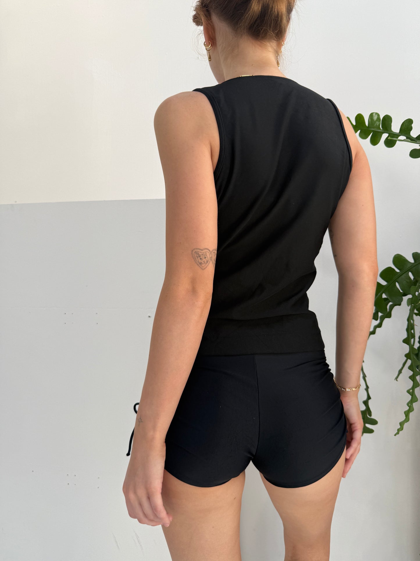 Black Zip Up Swim Top - Size Small