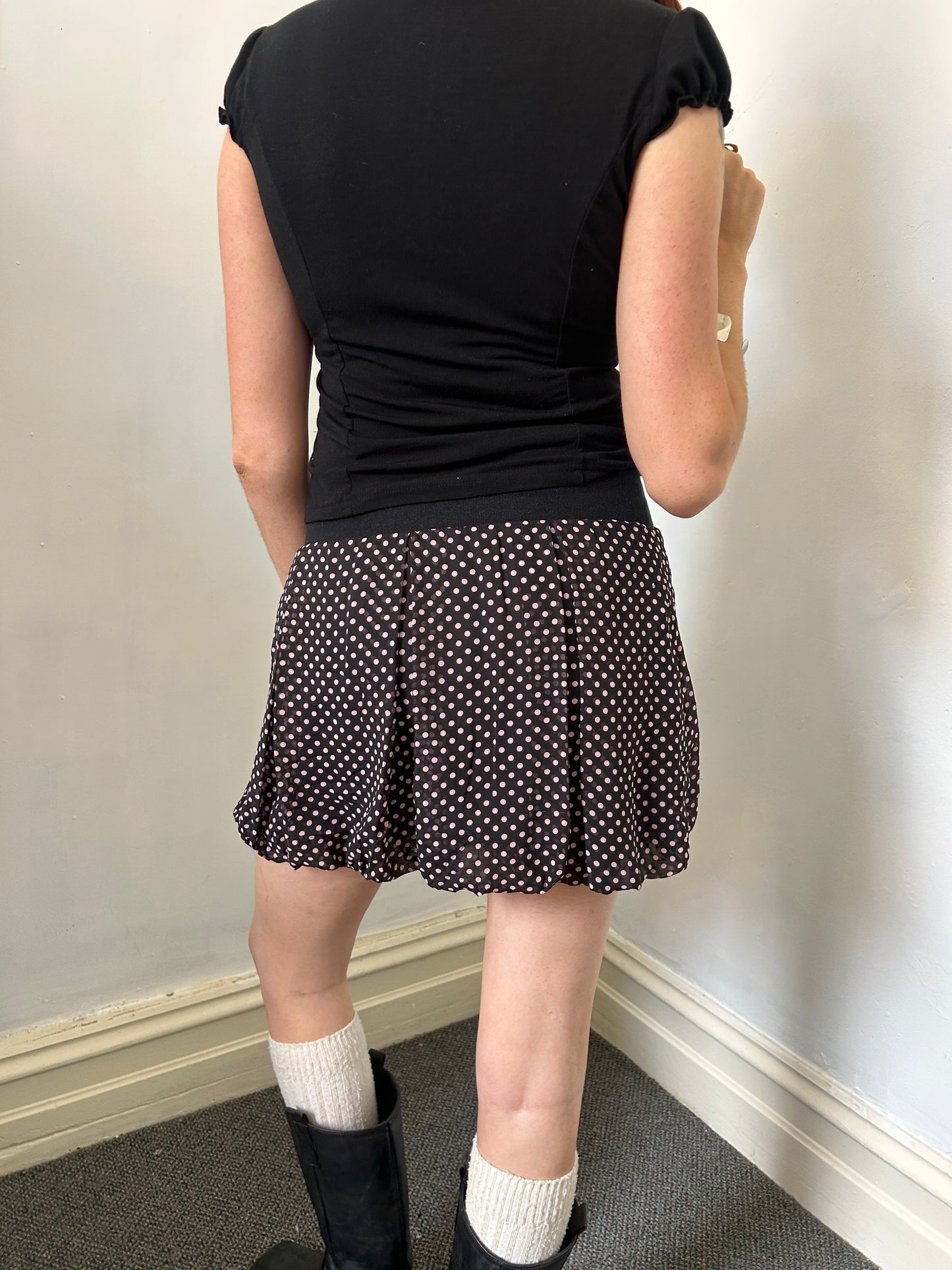 Pink Black Bubble Mini Skirt - Size Small