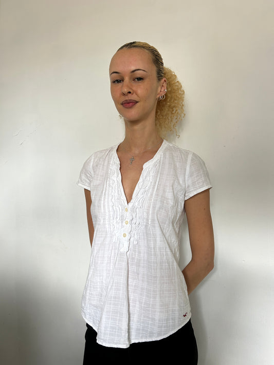 White Button Up Hollister Blouse - Size Extra-Small