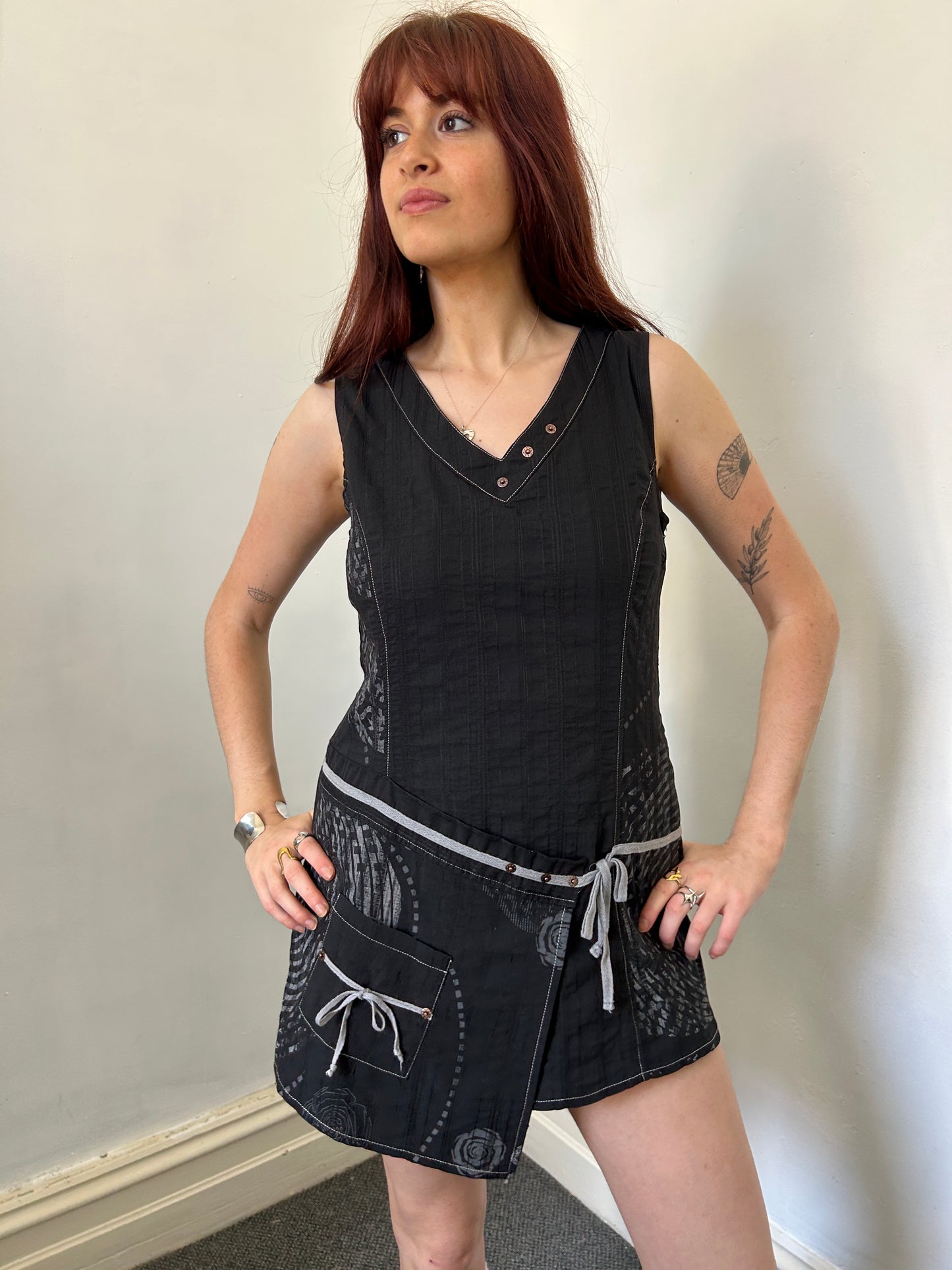Black V Neck Dress - Size Medium