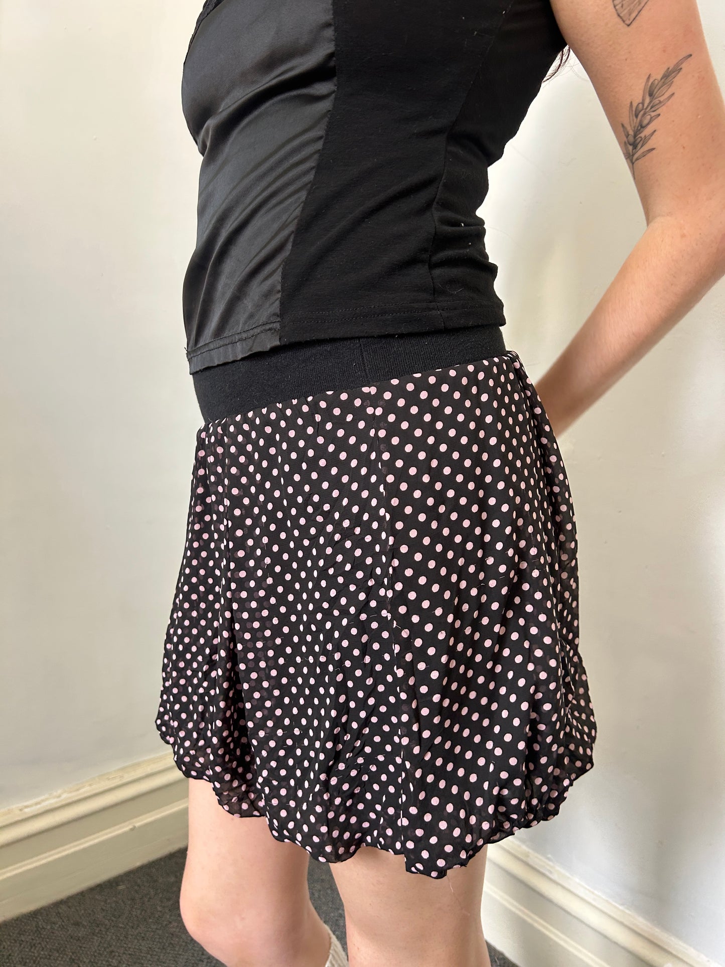 Pink Black Bubble Mini Skirt - Size Small