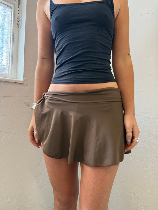 Brown Wrap Swim Skirt - Size Extra-Small/Small