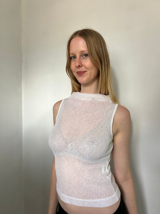 White Sheer Formal Top - Size Small