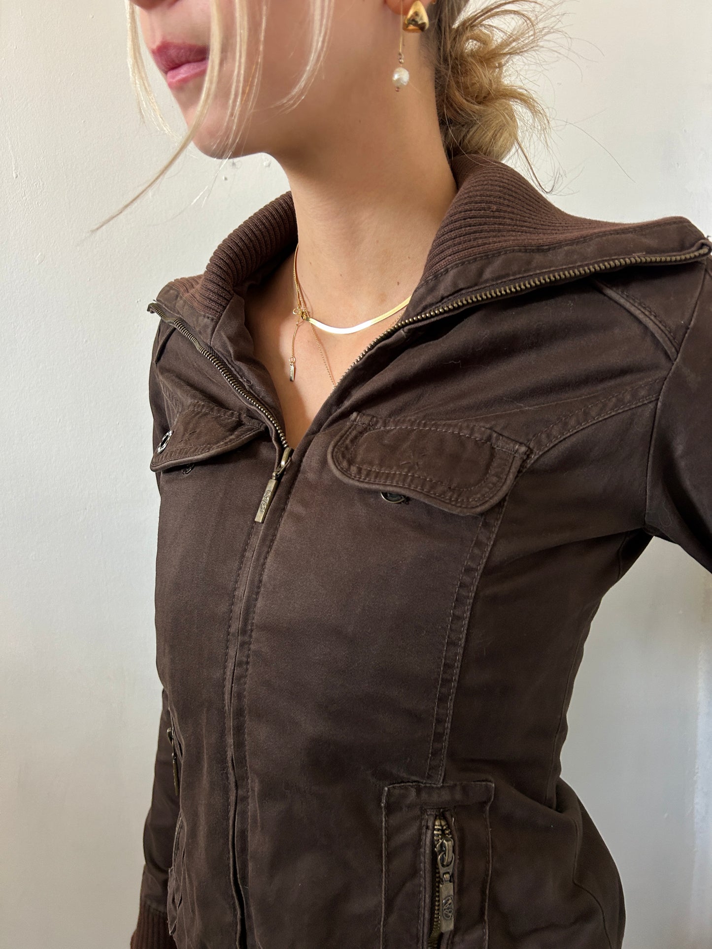 Brown Zip Up Jacket - Size Small