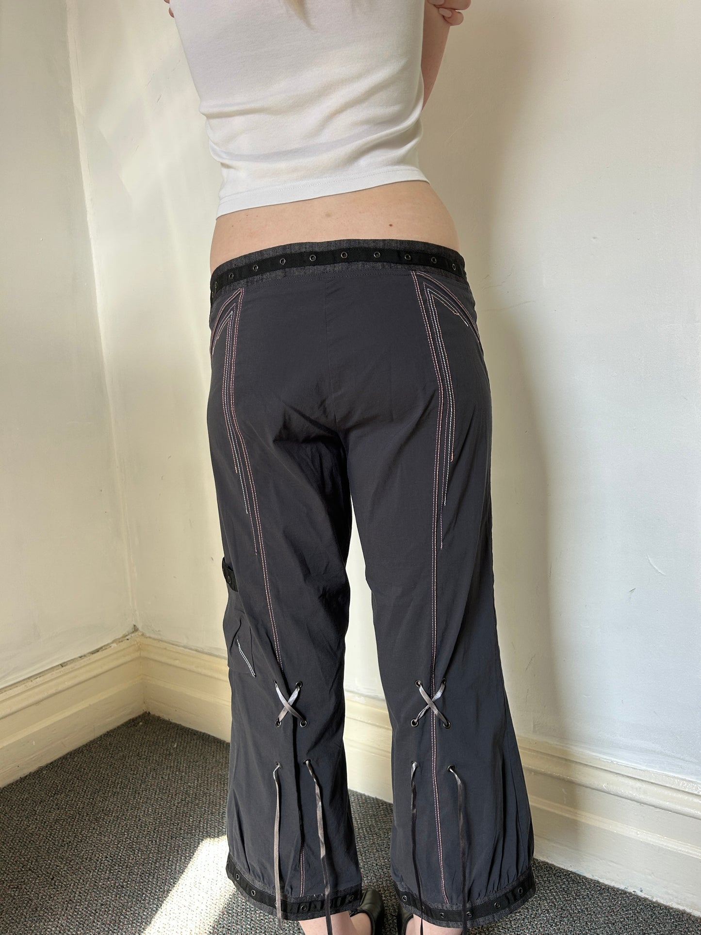 Dark Grey and Pink Capri Pants - Size 12