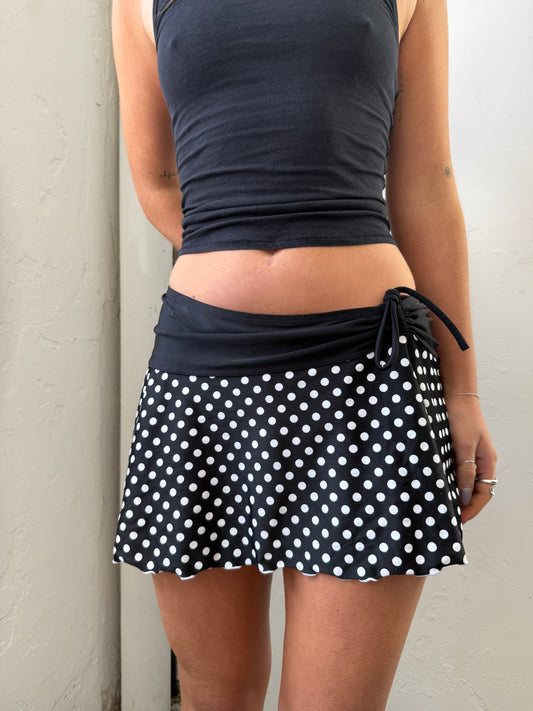 Black White Polka Dot Swim Skirt - Size Large