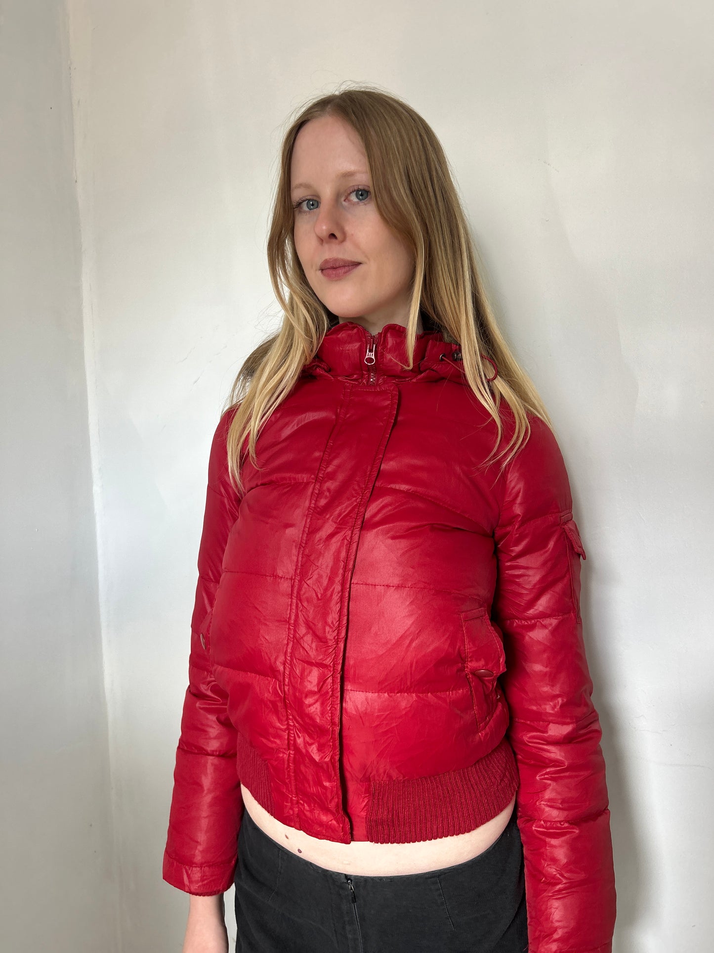 Red w Faux Fur Hood Puffer Jacket - Size Extra-Small