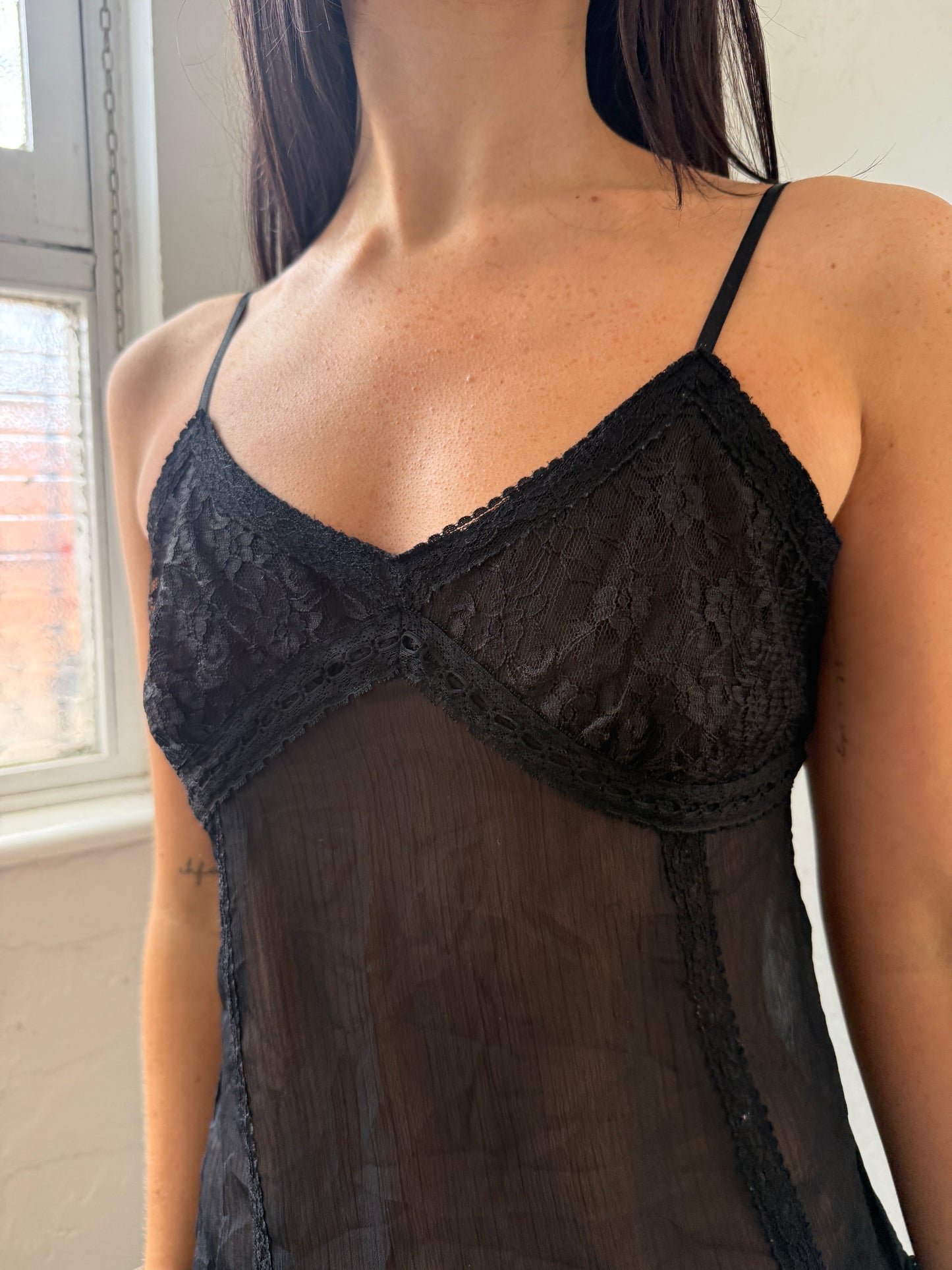 Black Lace Cami Top - Size Medium