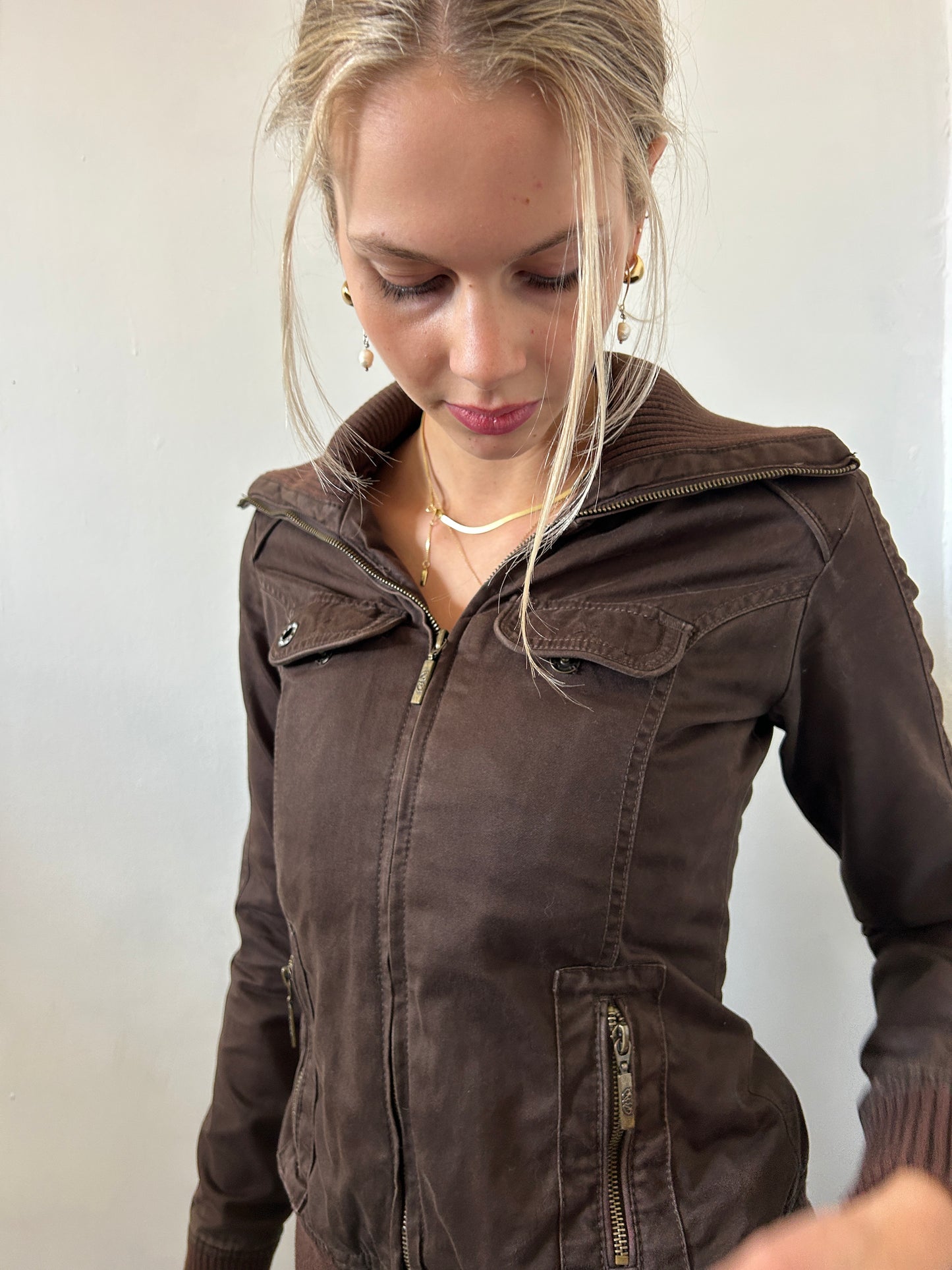 Brown Zip Up Jacket - Size Small