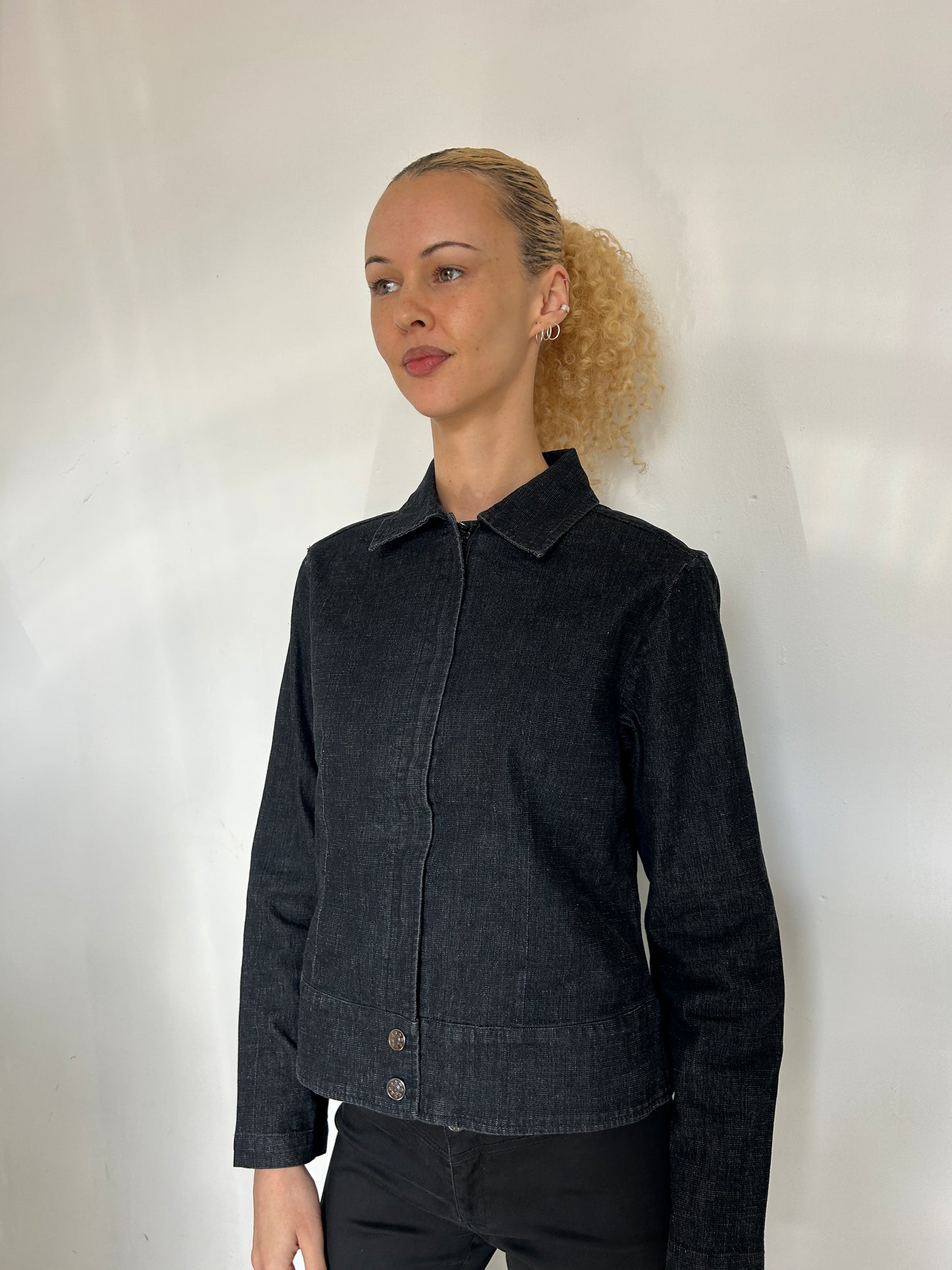 Dark Denim Zip Up Jacket - Size Small