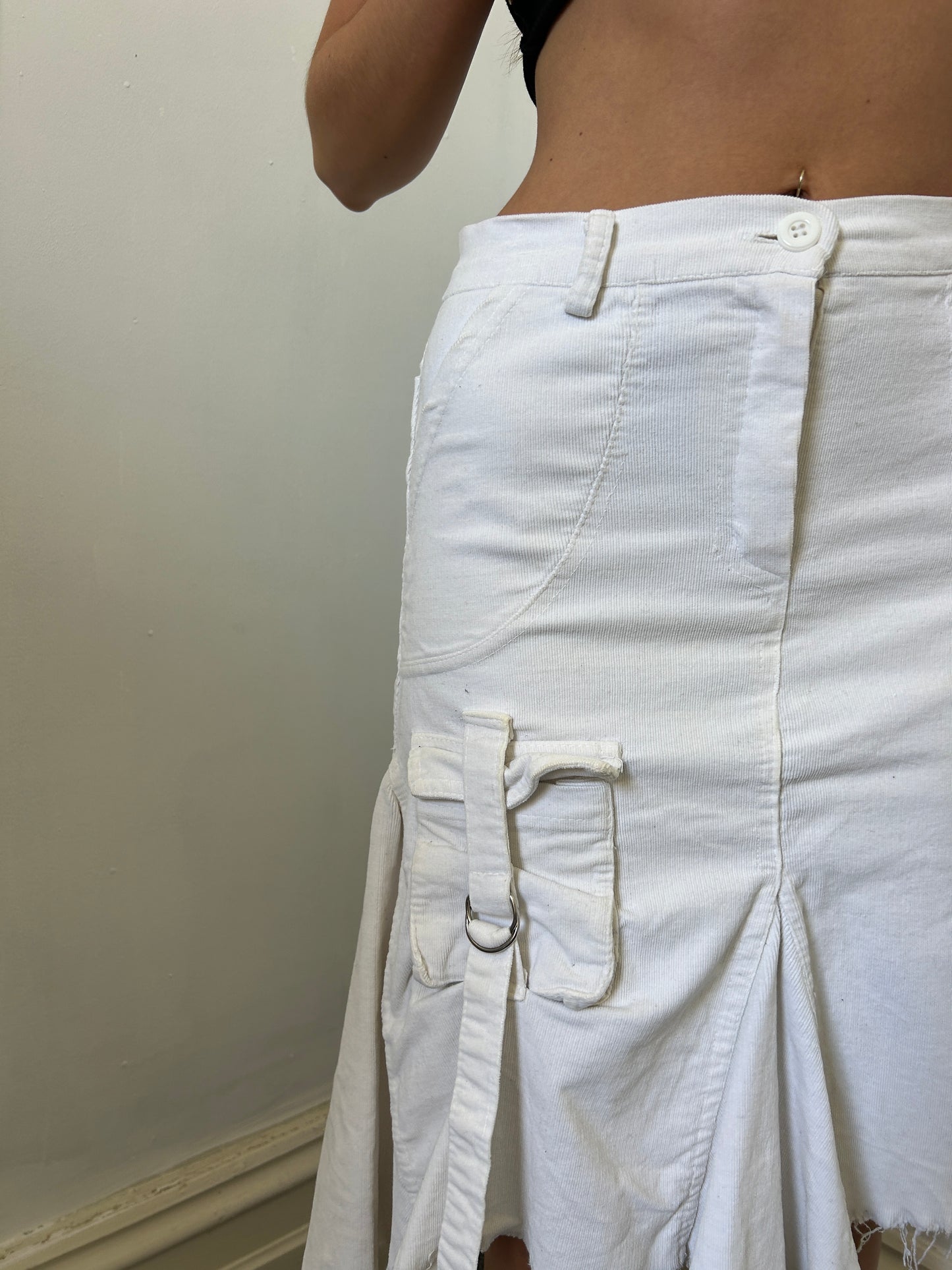White Midi Denim Skirt - W26