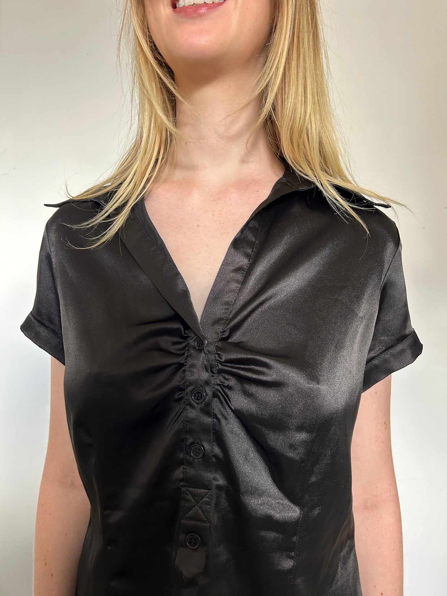 Black Button Up Blouse - Size Large