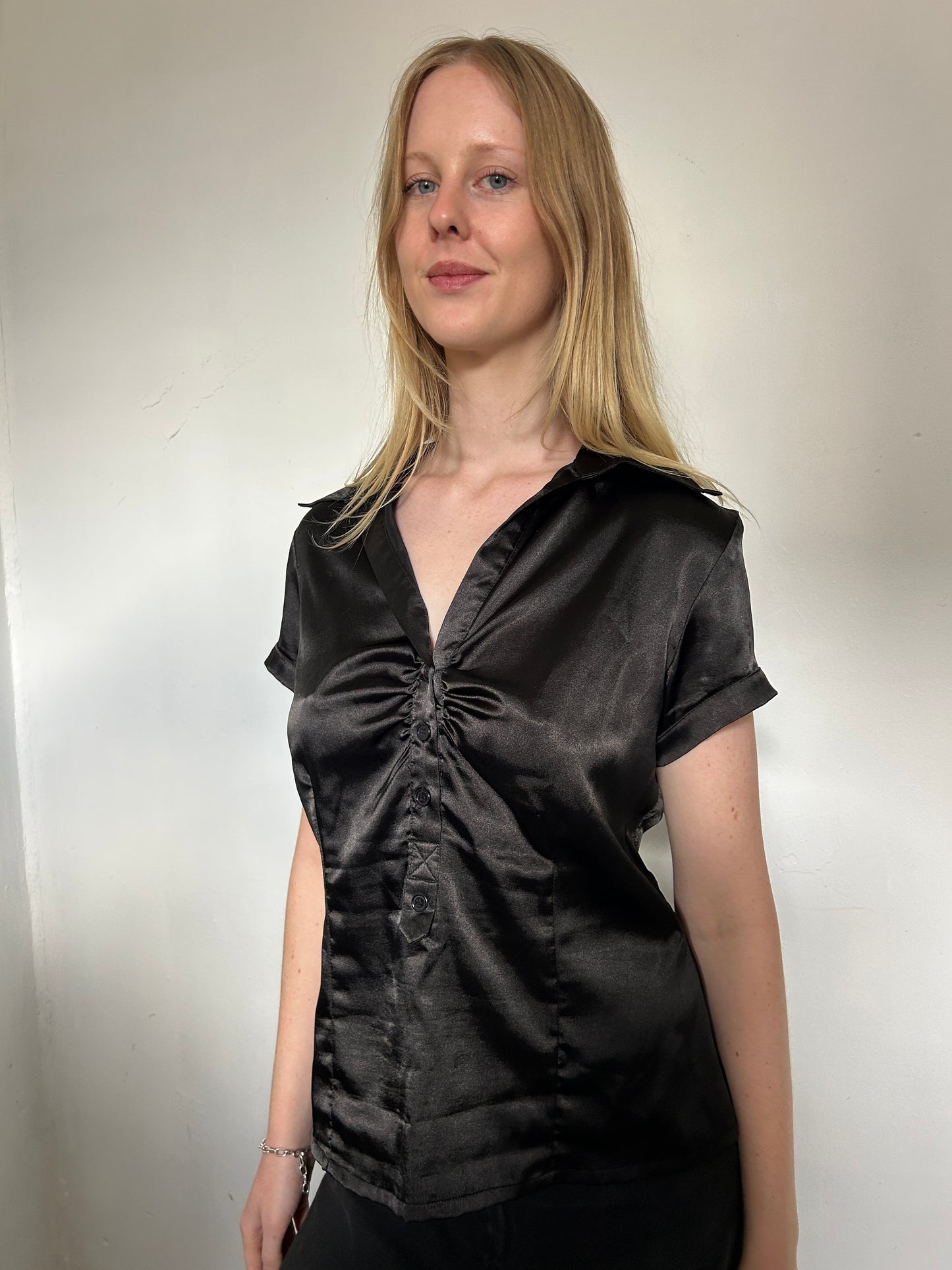 Black Button Up Blouse - Size Large