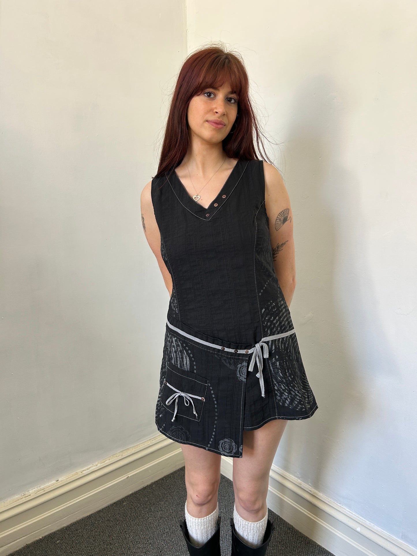 Black V Neck Dress - Size Medium