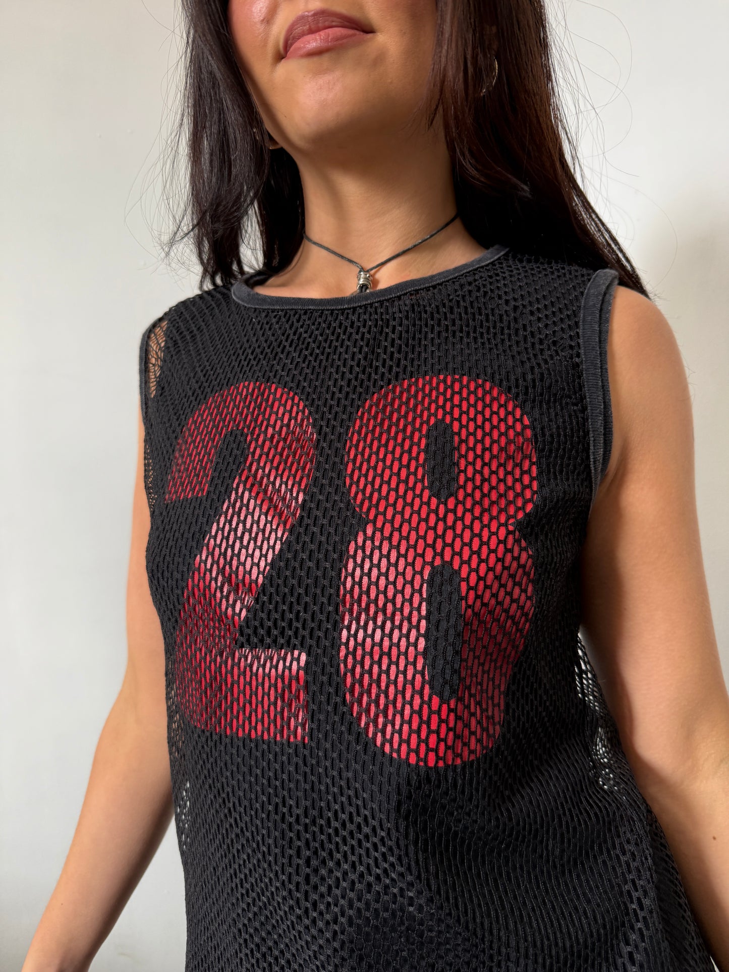 Black Red Mesh 28 Top - Size Small/Medium