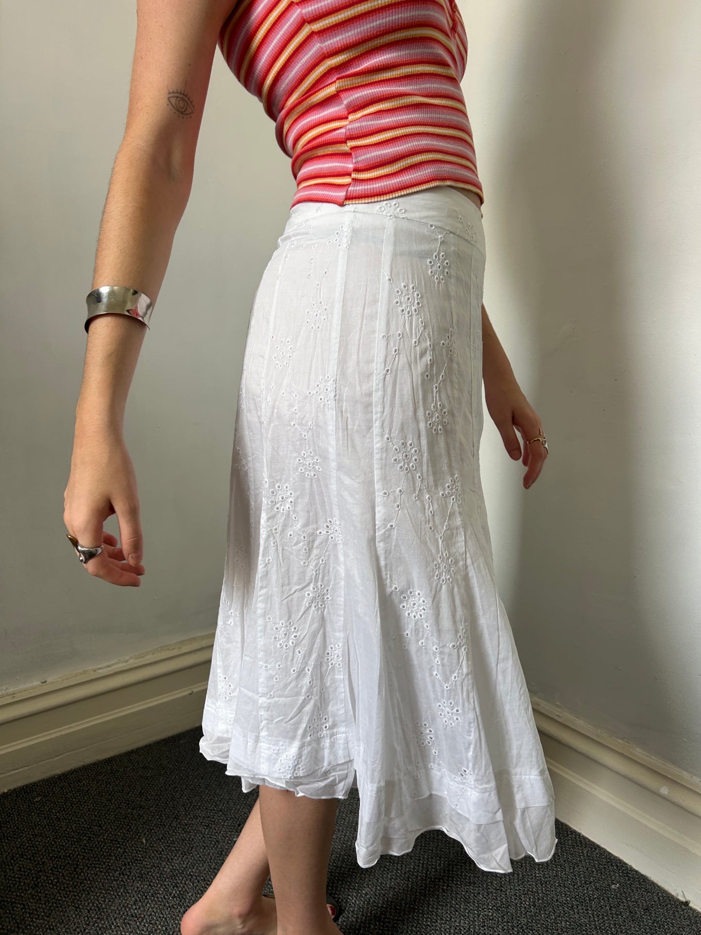 White Maxi Midi Skirt - Size Medium