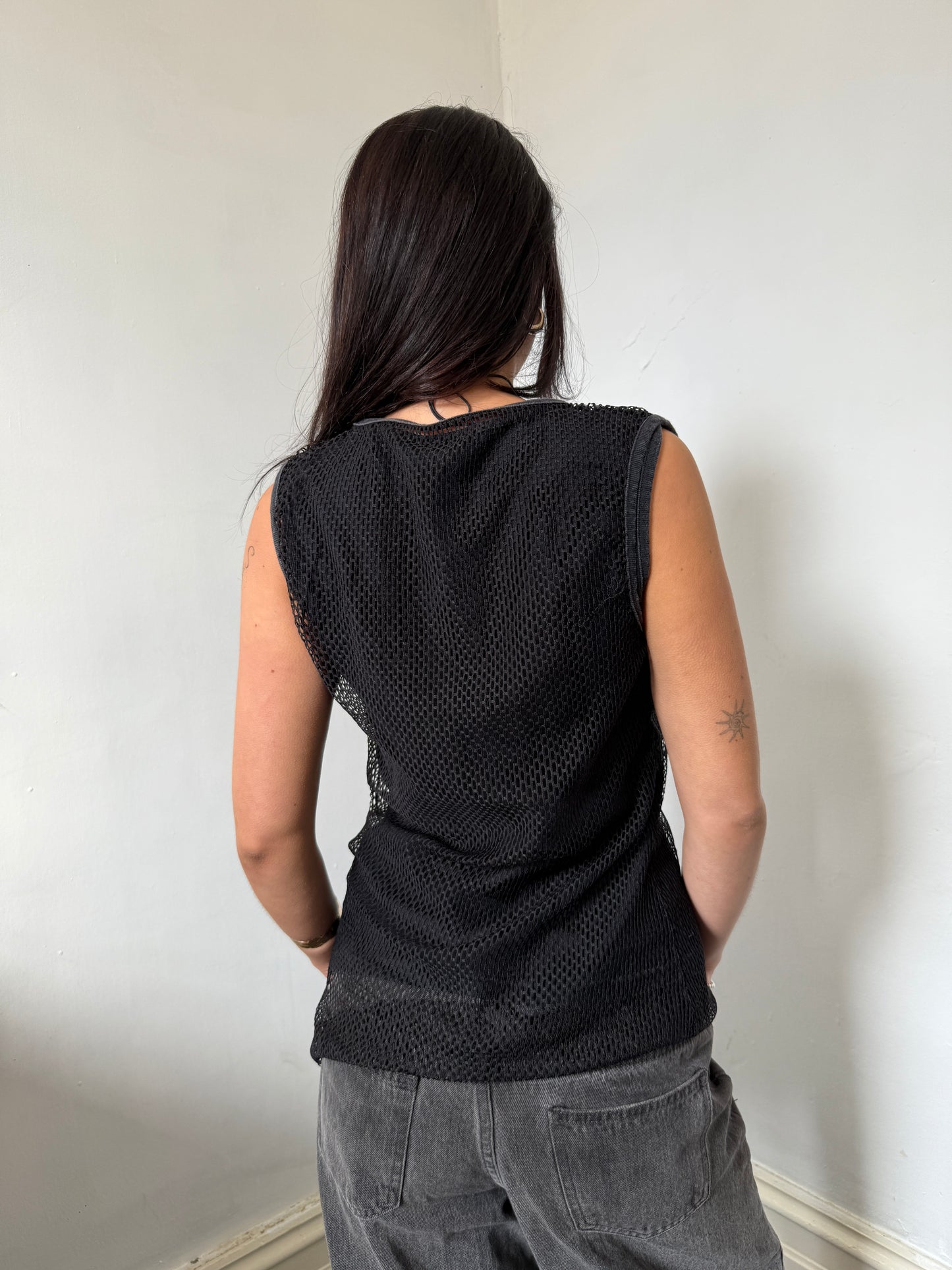 Black Red Mesh 28 Top - Size Small/Medium