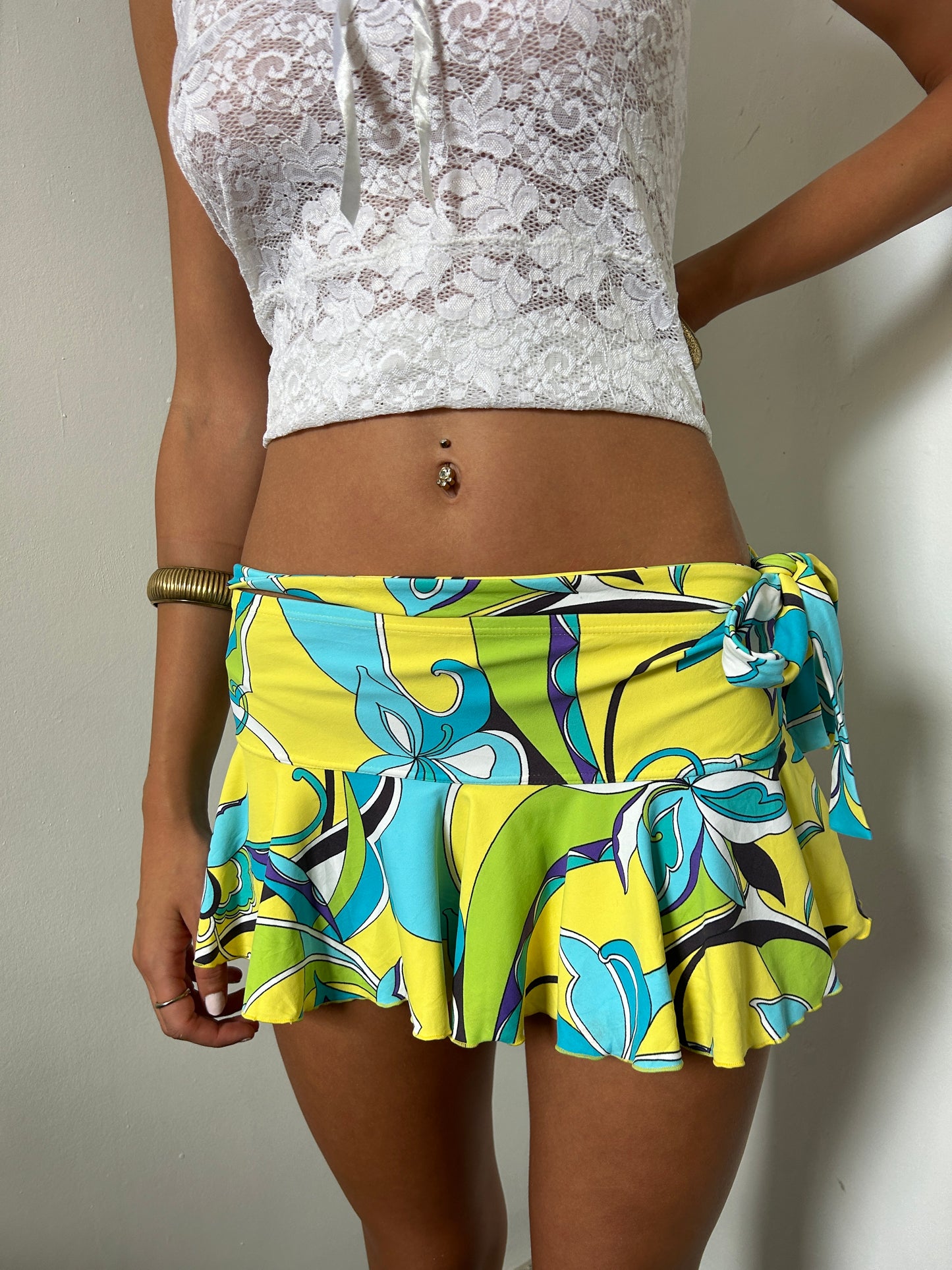 Yellow Blue Green Swim Skirt - Size Small