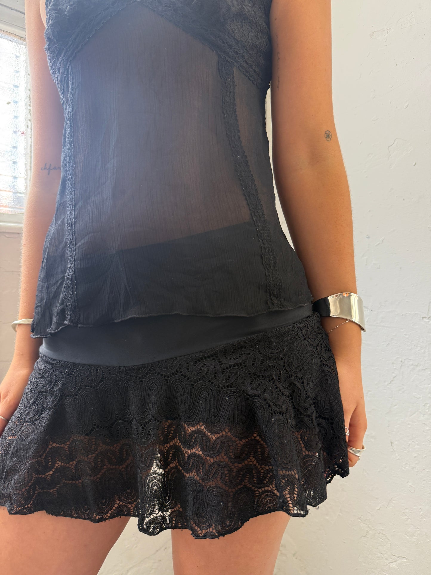 Black Lace Cami Top - Size Medium