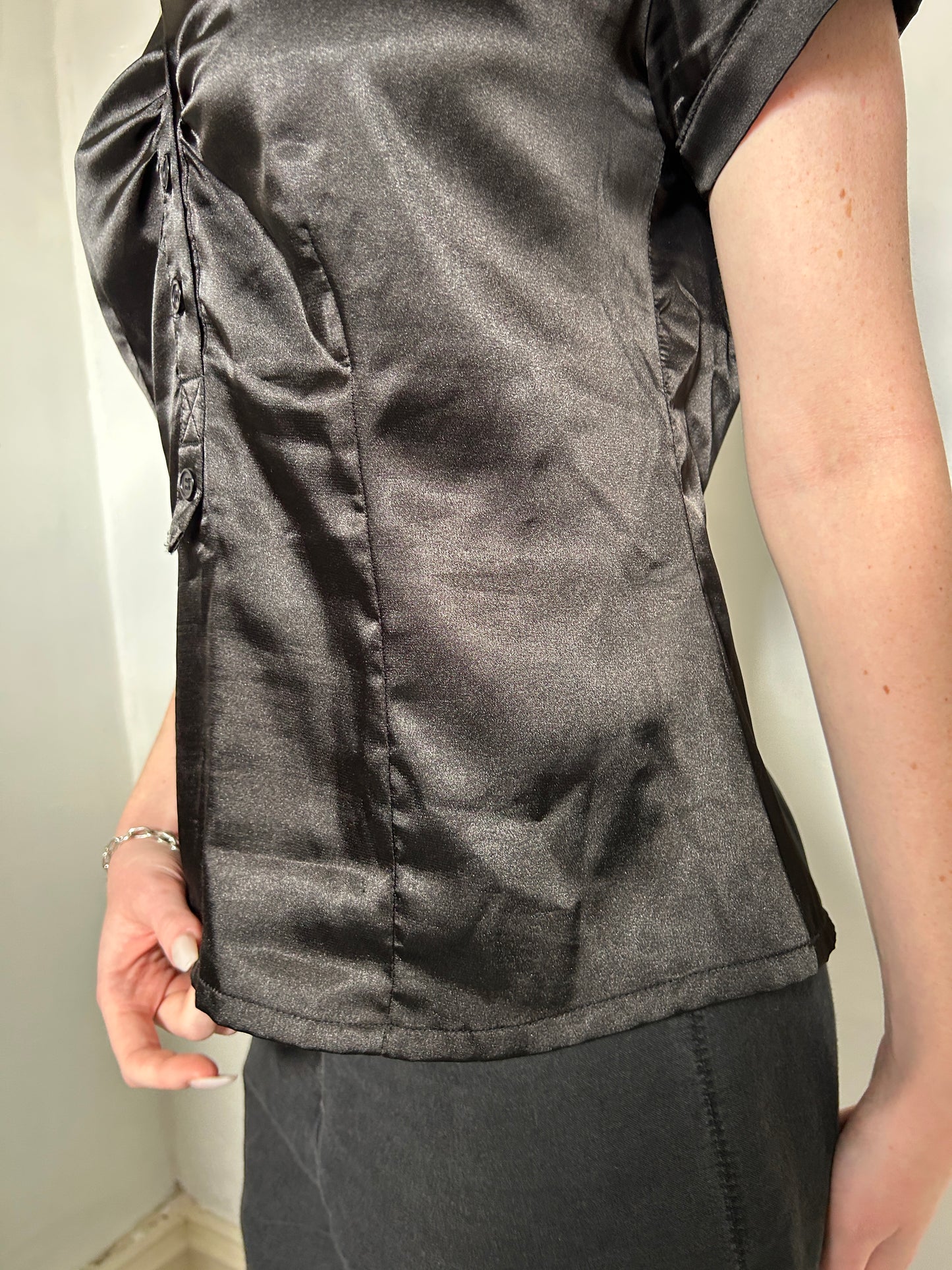 Black Button Up Blouse - Size Large