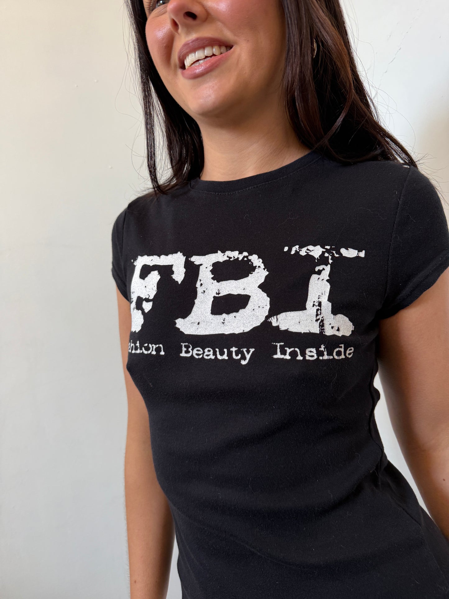 Black FBI Graphic Baby Tee - Size Small