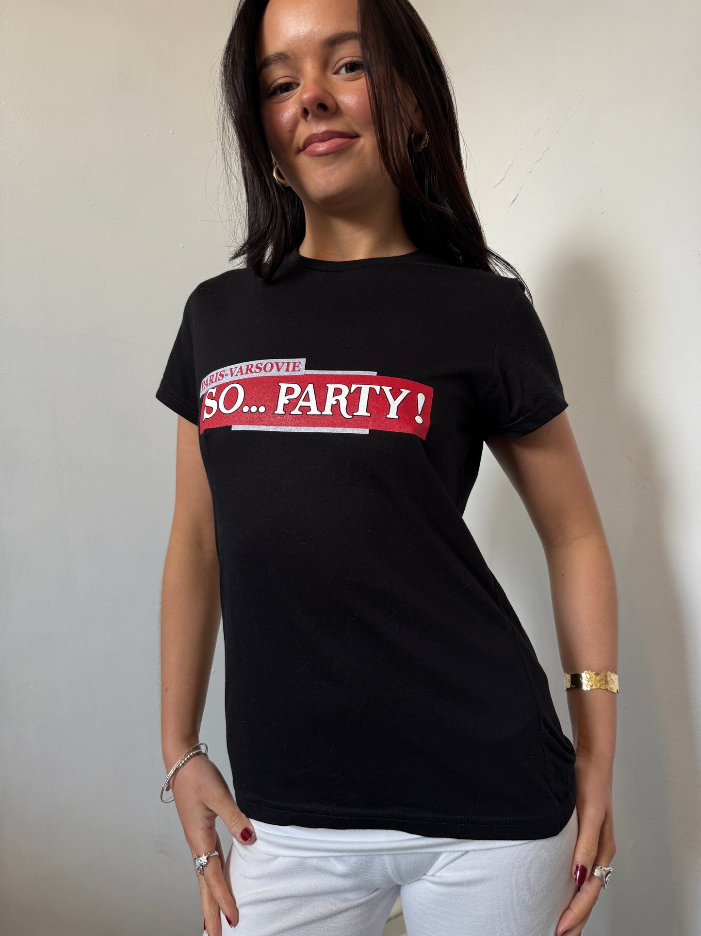 Black Red White Graphic Tee - Size Medium