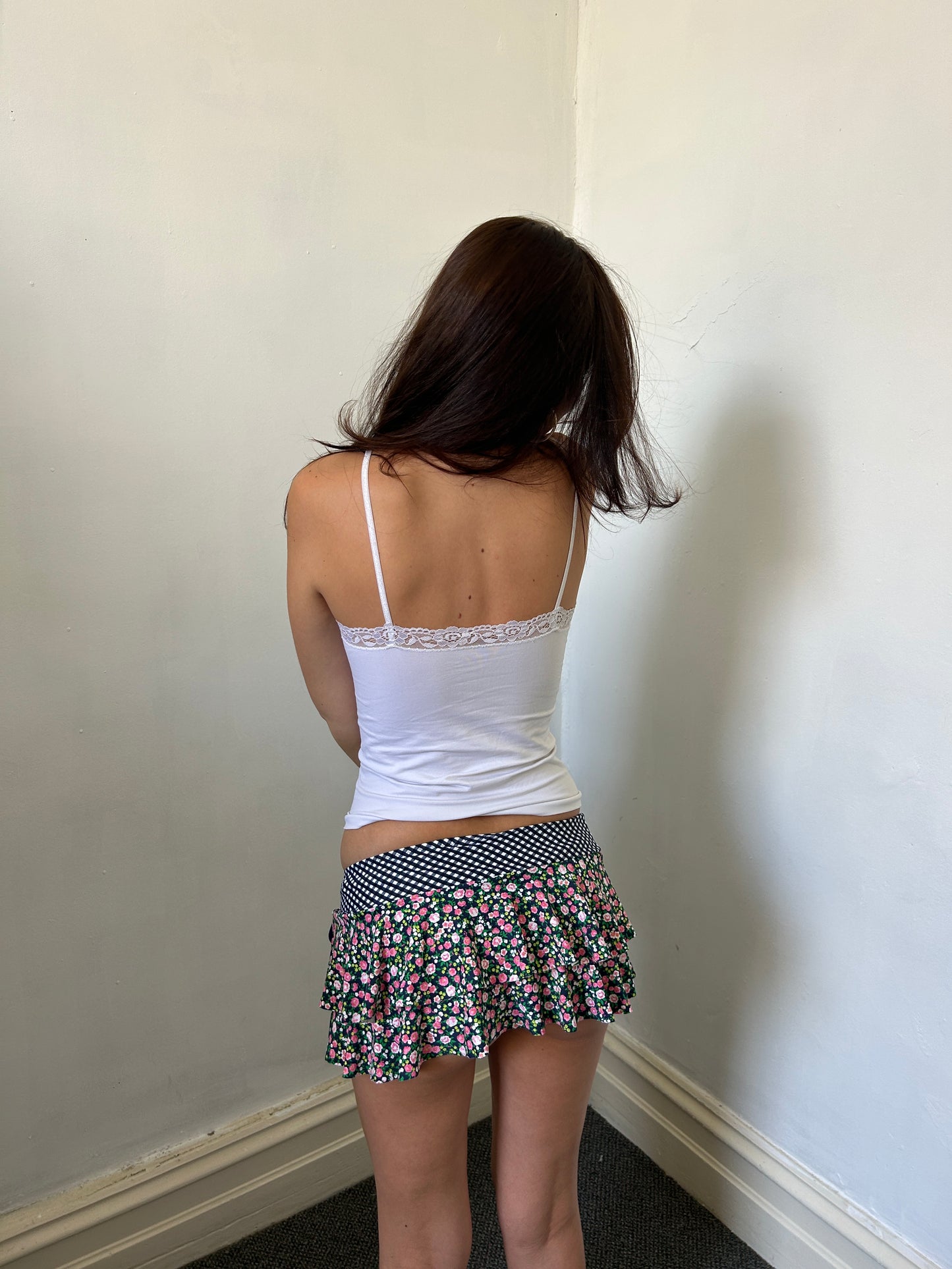 Pink Blue White Floral Swim Skirt - Size Extra-Small