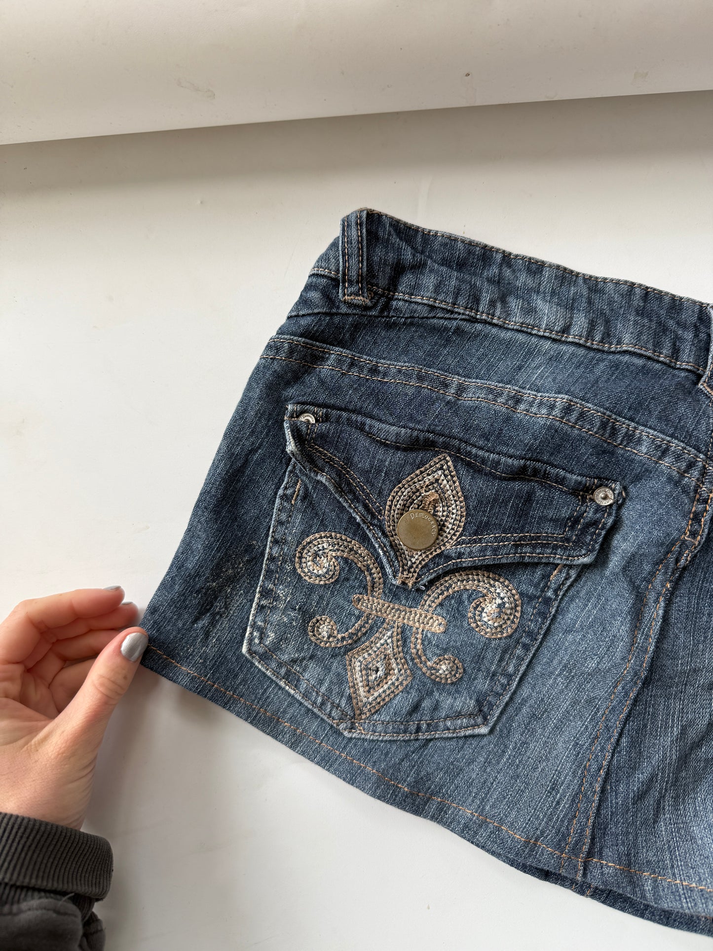 Denim Blue Mini Skirt - Size 10-12