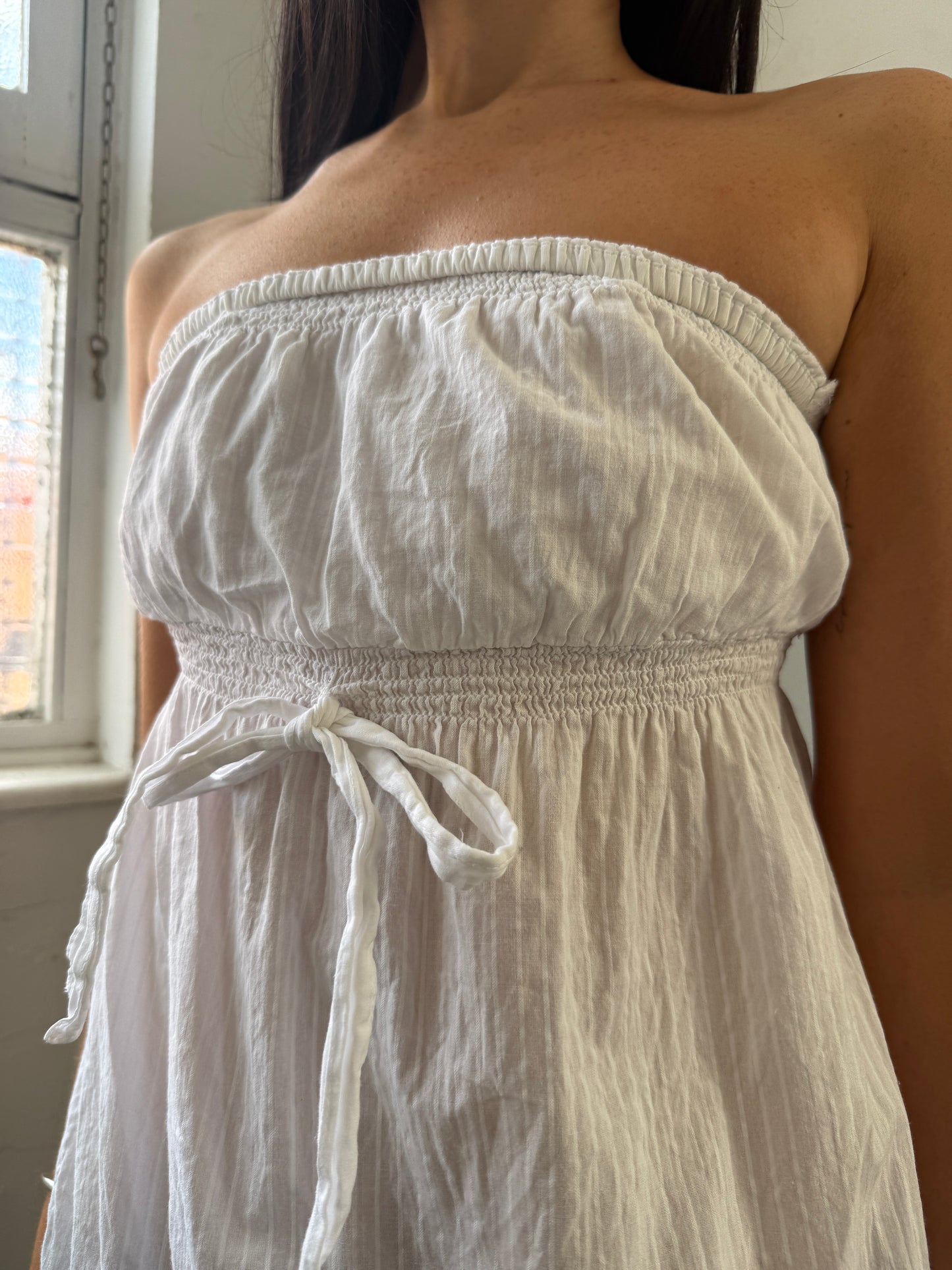 White Cotton Bandeau Top - Size 10