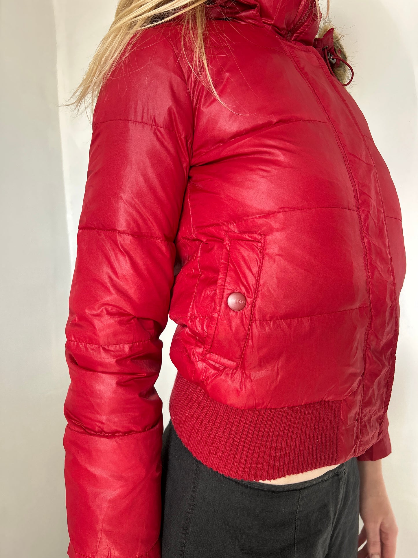 Red w Faux Fur Hood Puffer Jacket - Size Extra-Small