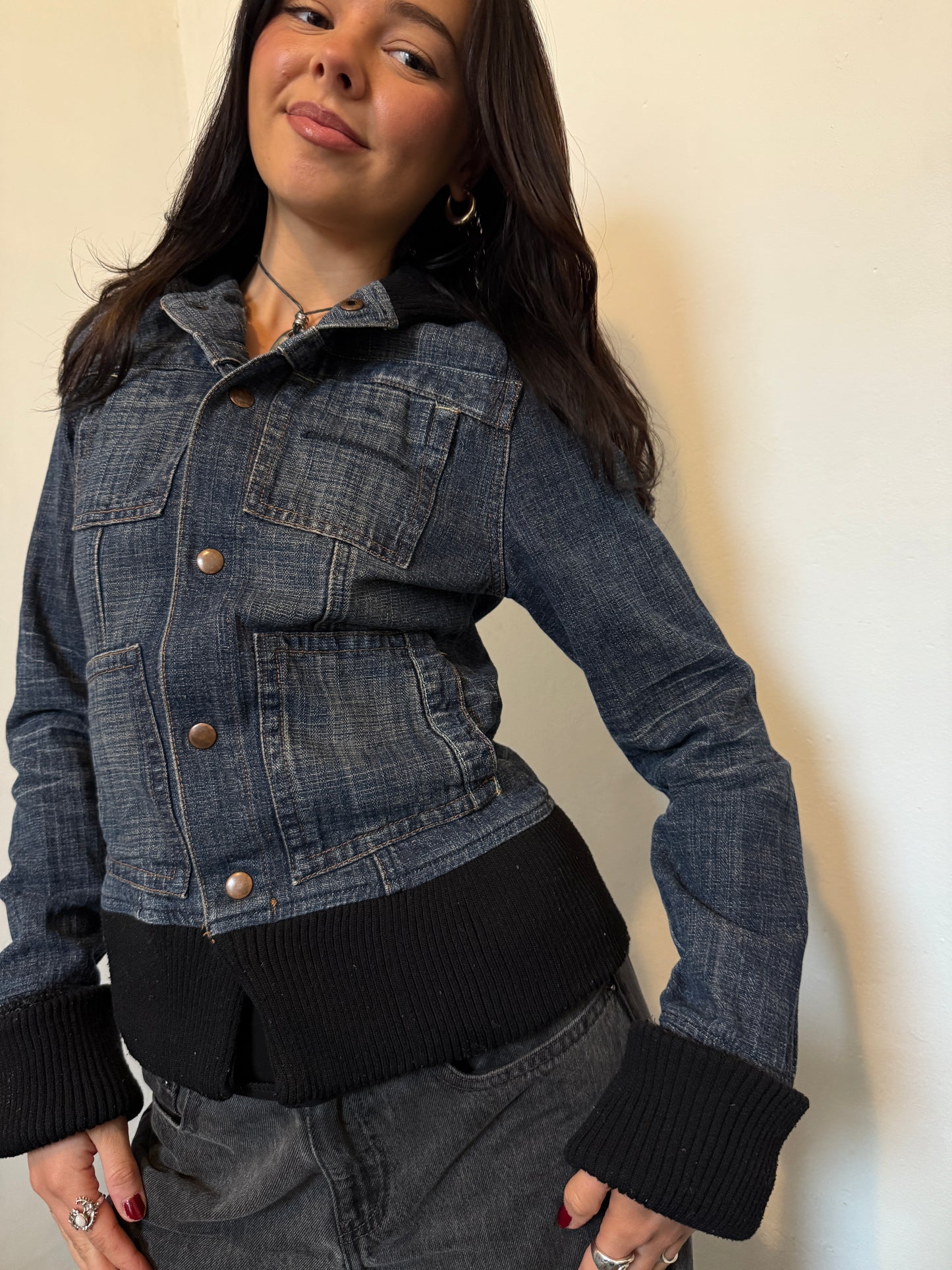 Denim Blue Black Jacket - Size 8