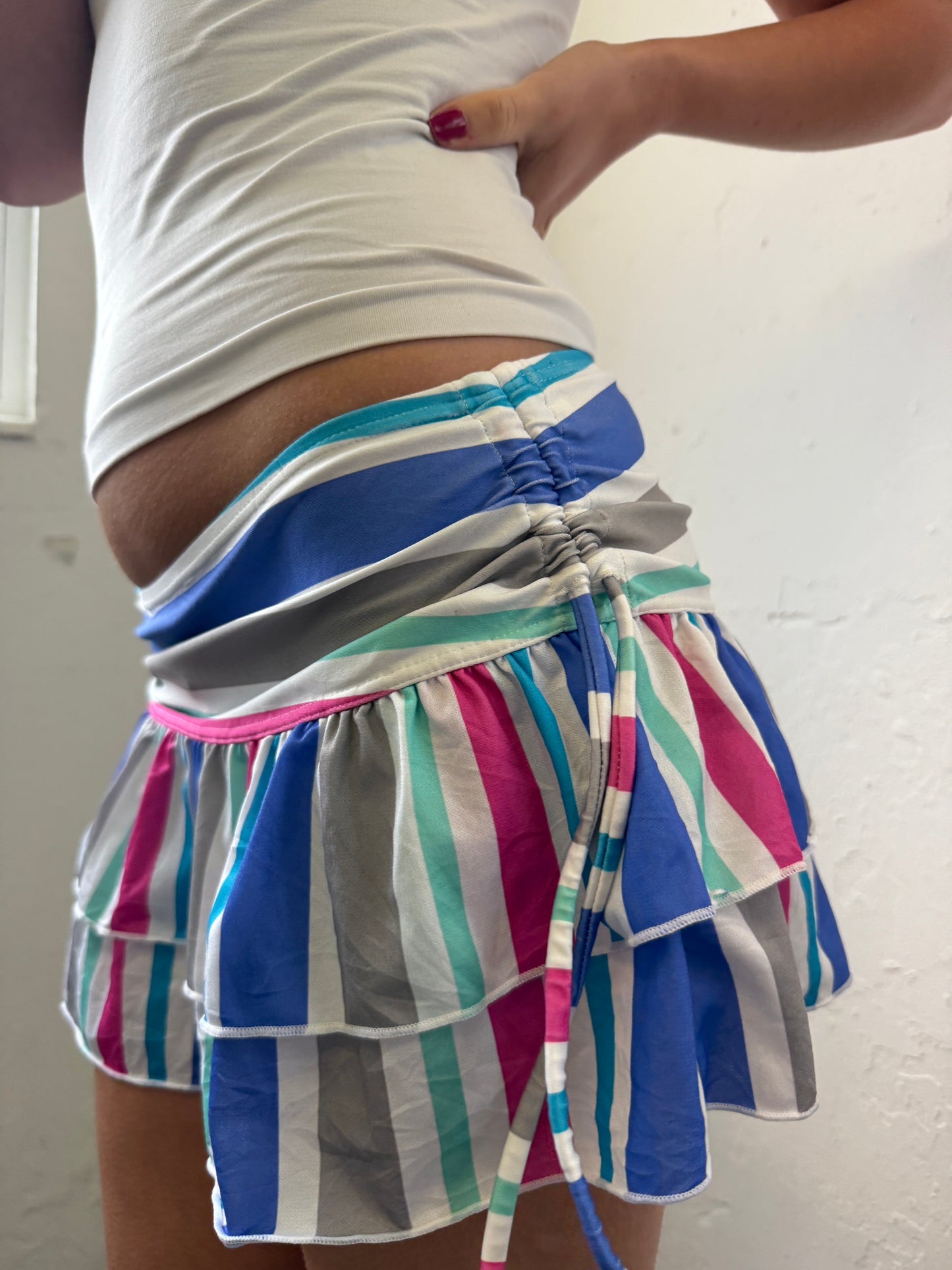 Multicoloured Striped Swim Skirt - Size Extra-Small/Small