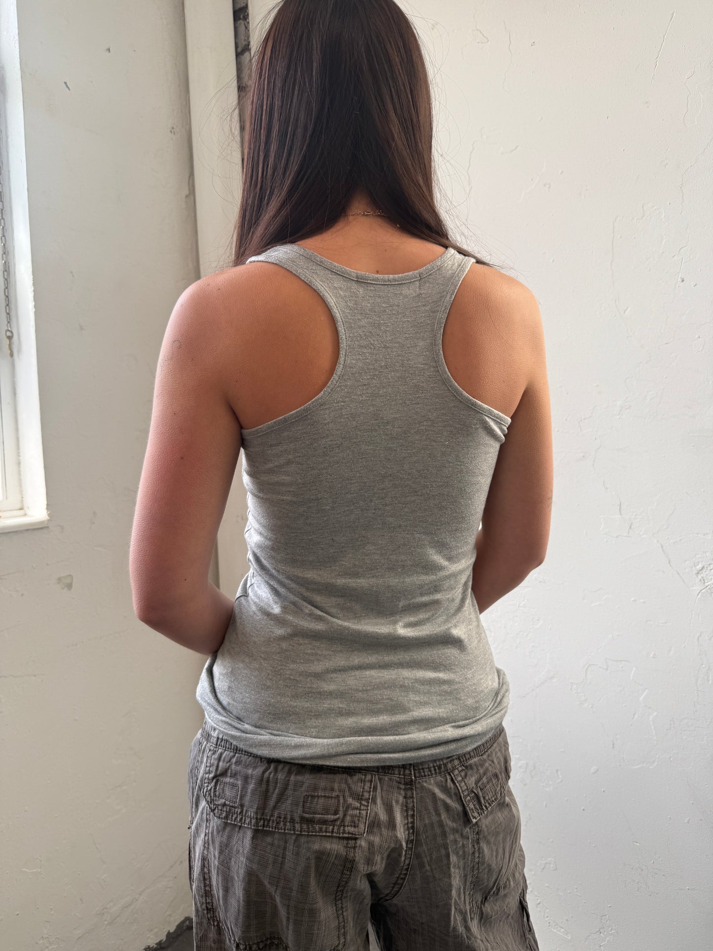 Grey Grommet Tank Top - Size Medium