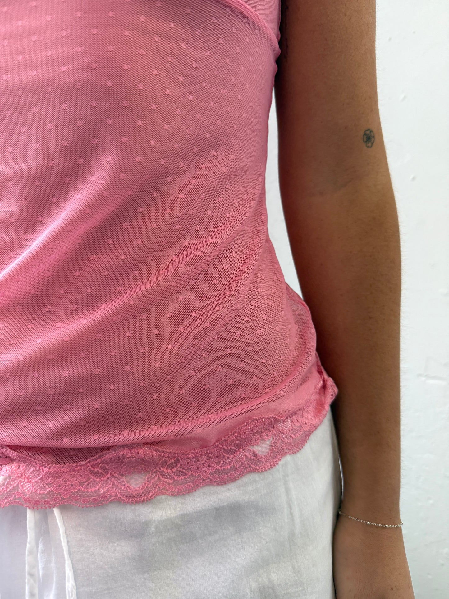 Pink Sheer Cami Top - Size Small