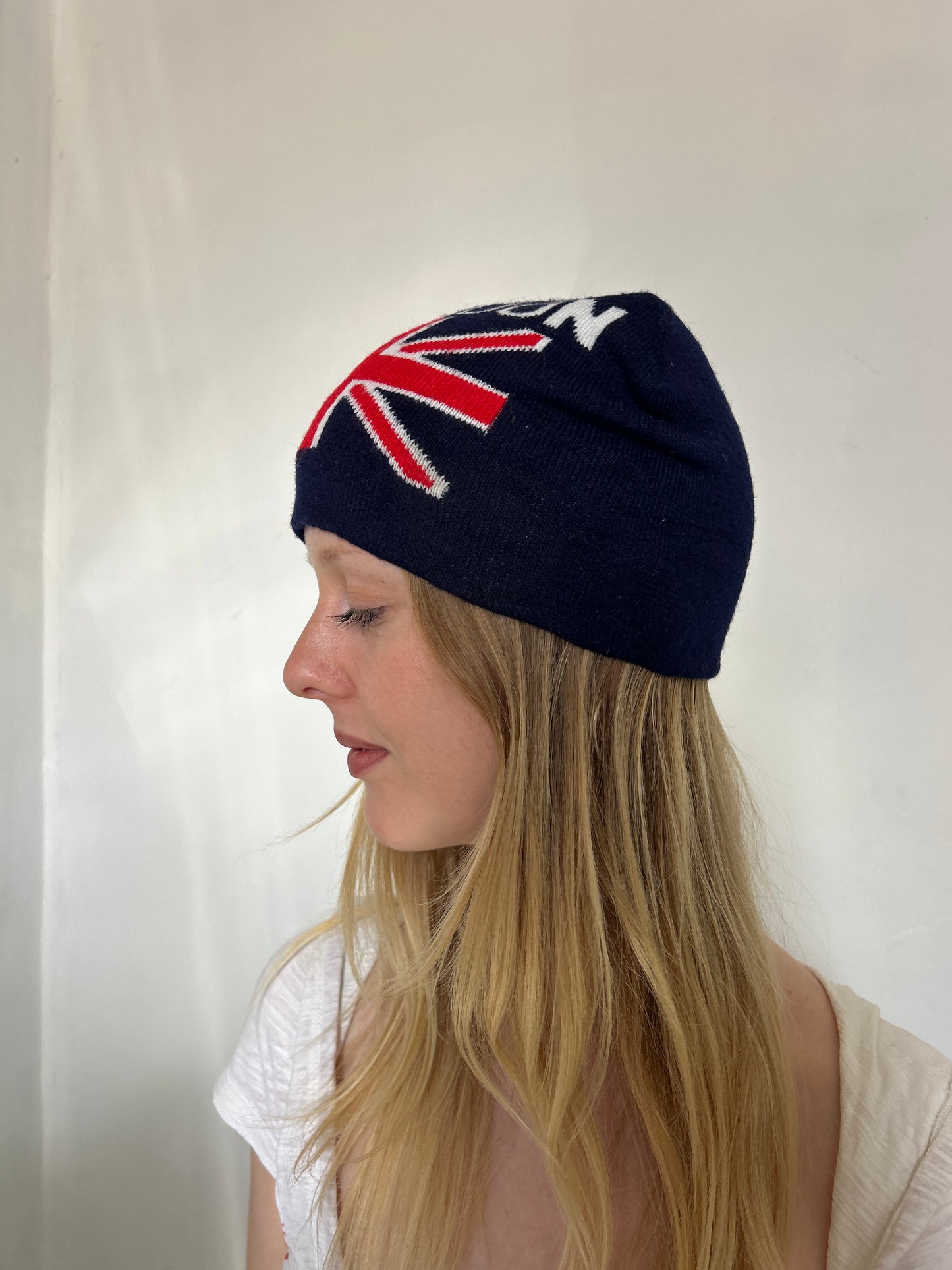 Navy Blue Red White London Beanie