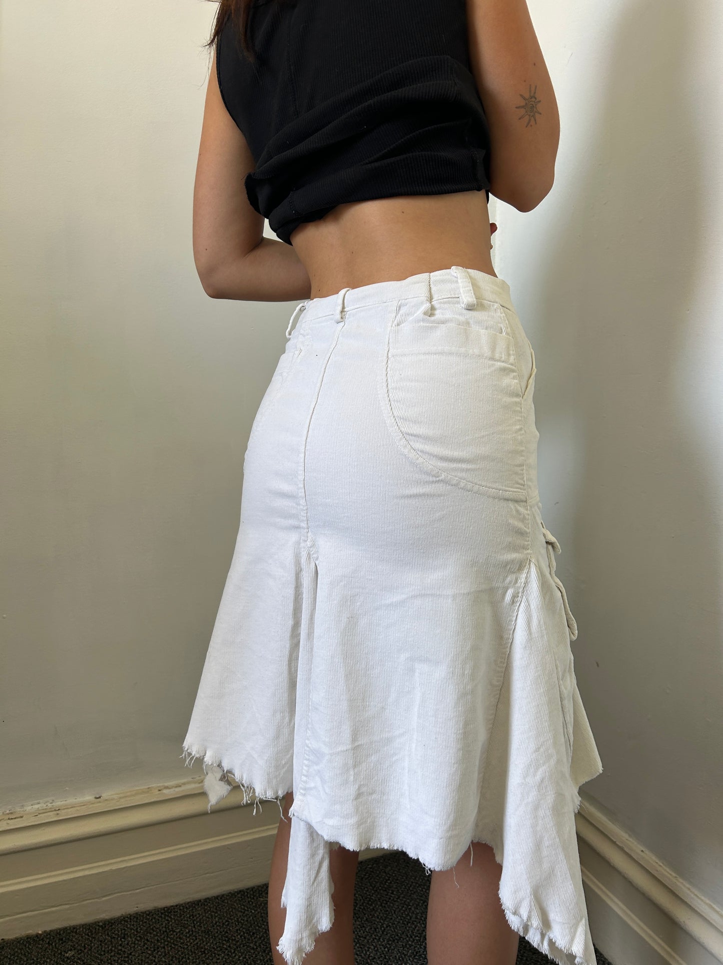 White Midi Denim Skirt - W26
