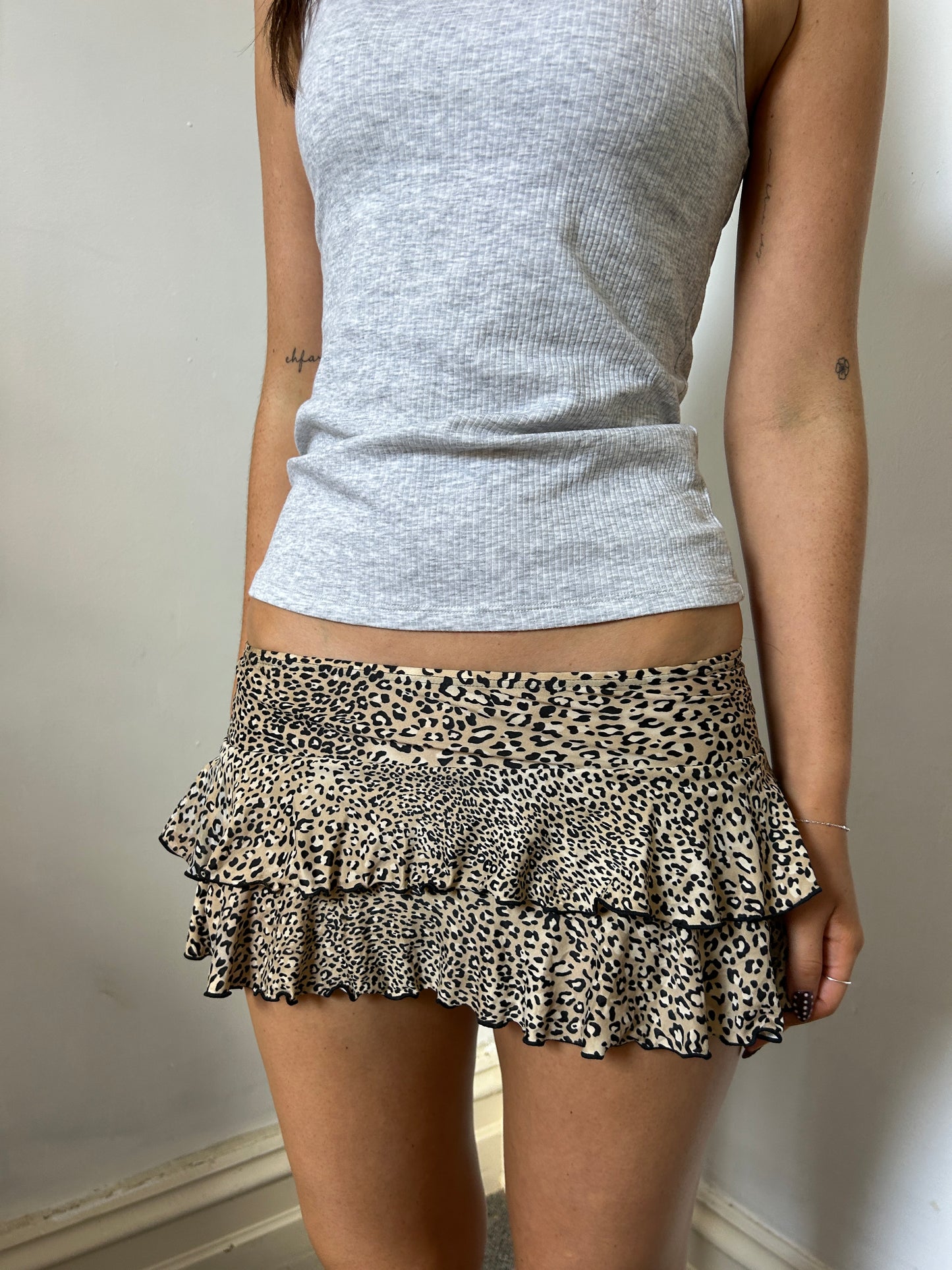 Leopard Print Micro Mini Swim Skirt - Size Small