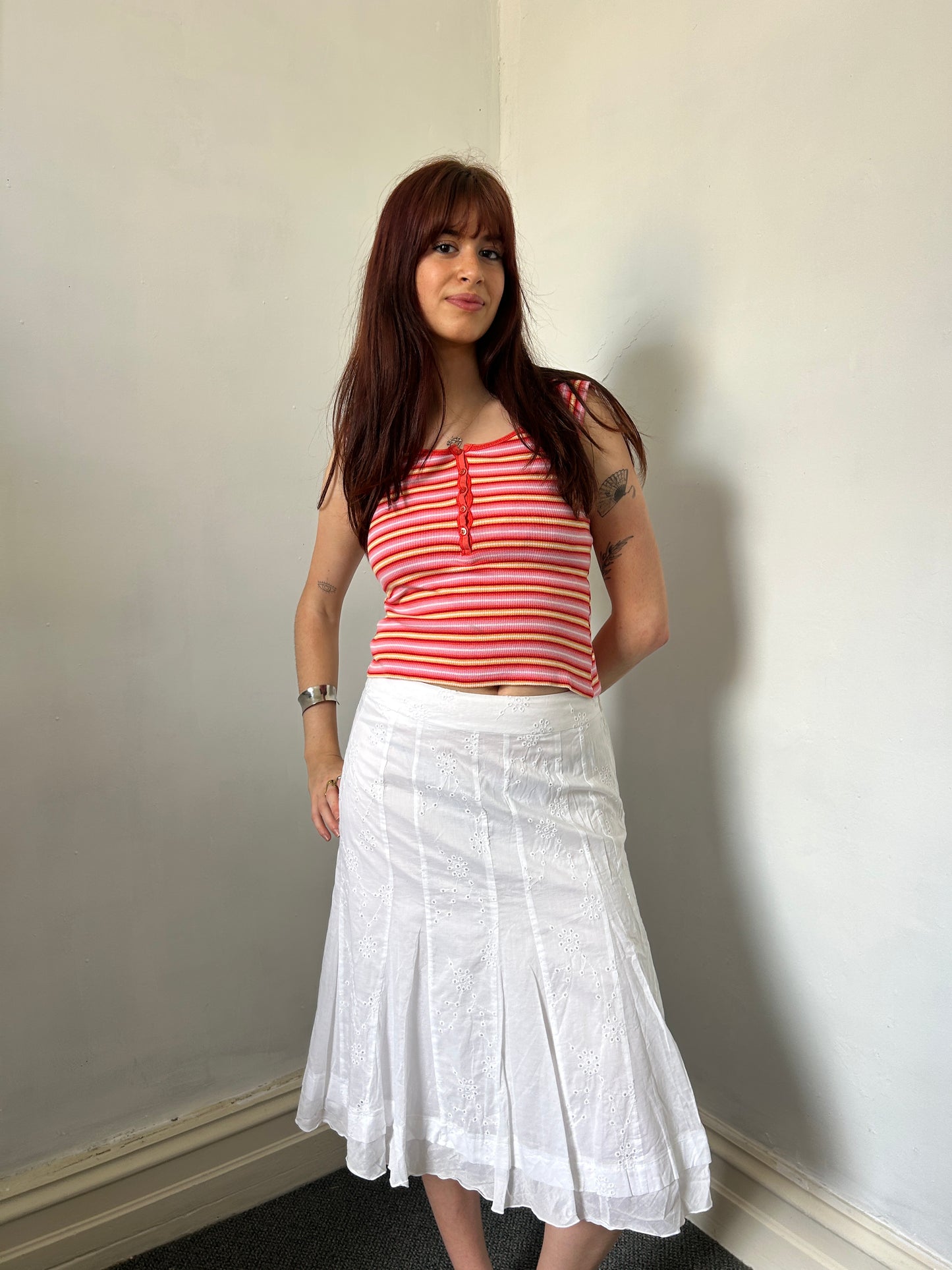 White Maxi Midi Skirt - Size Medium