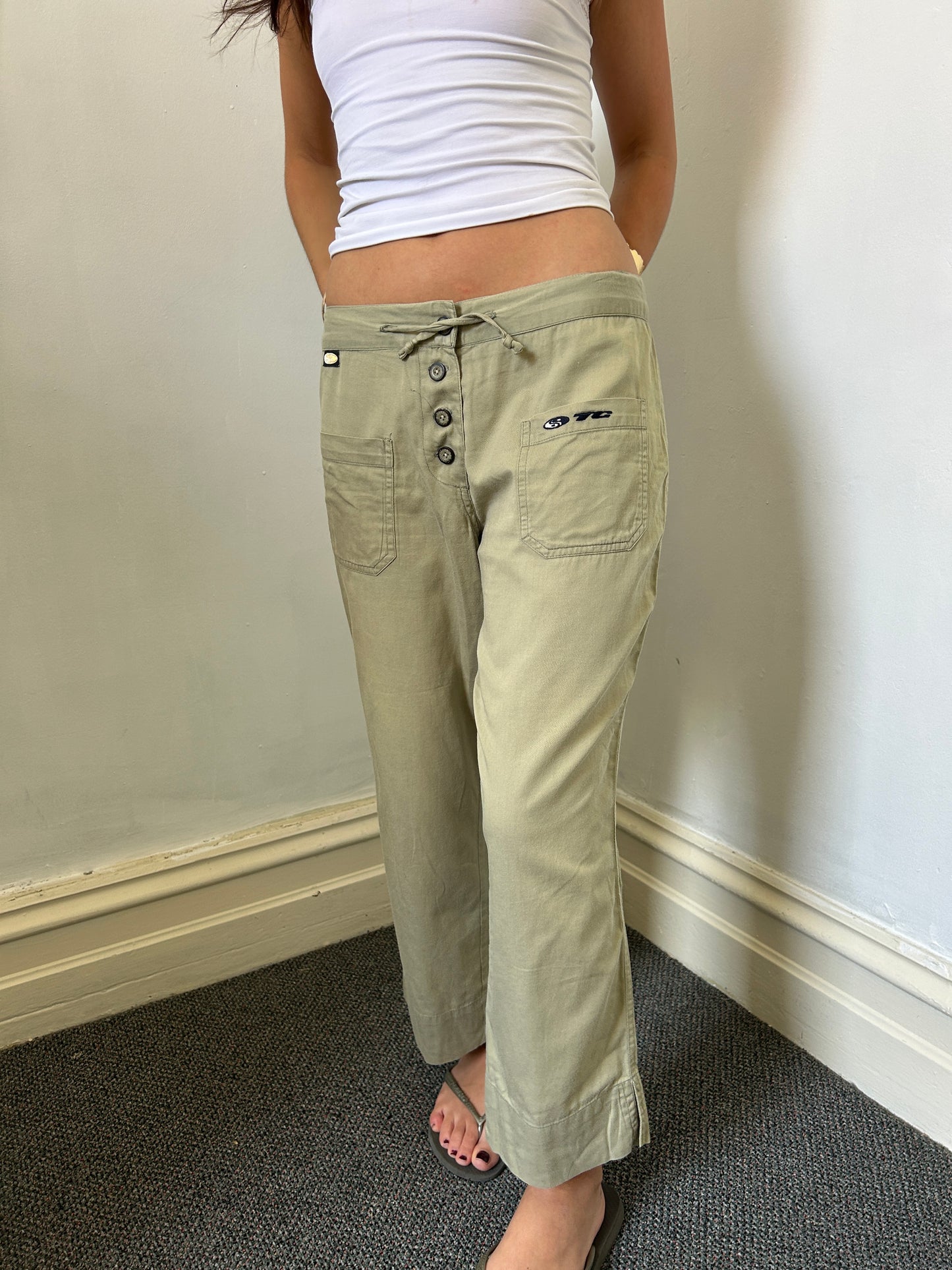 Khaki Green Long Trousers - Size Medium