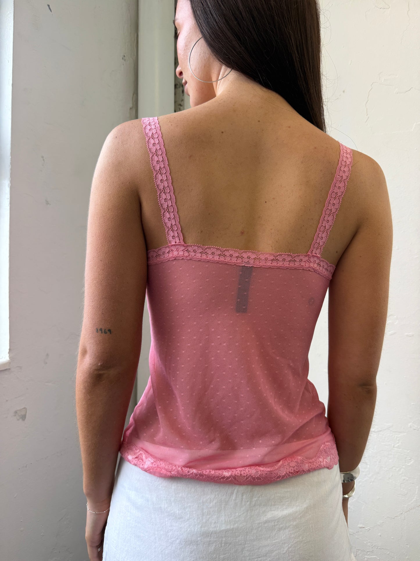 Pink Sheer Cami Top - Size Small