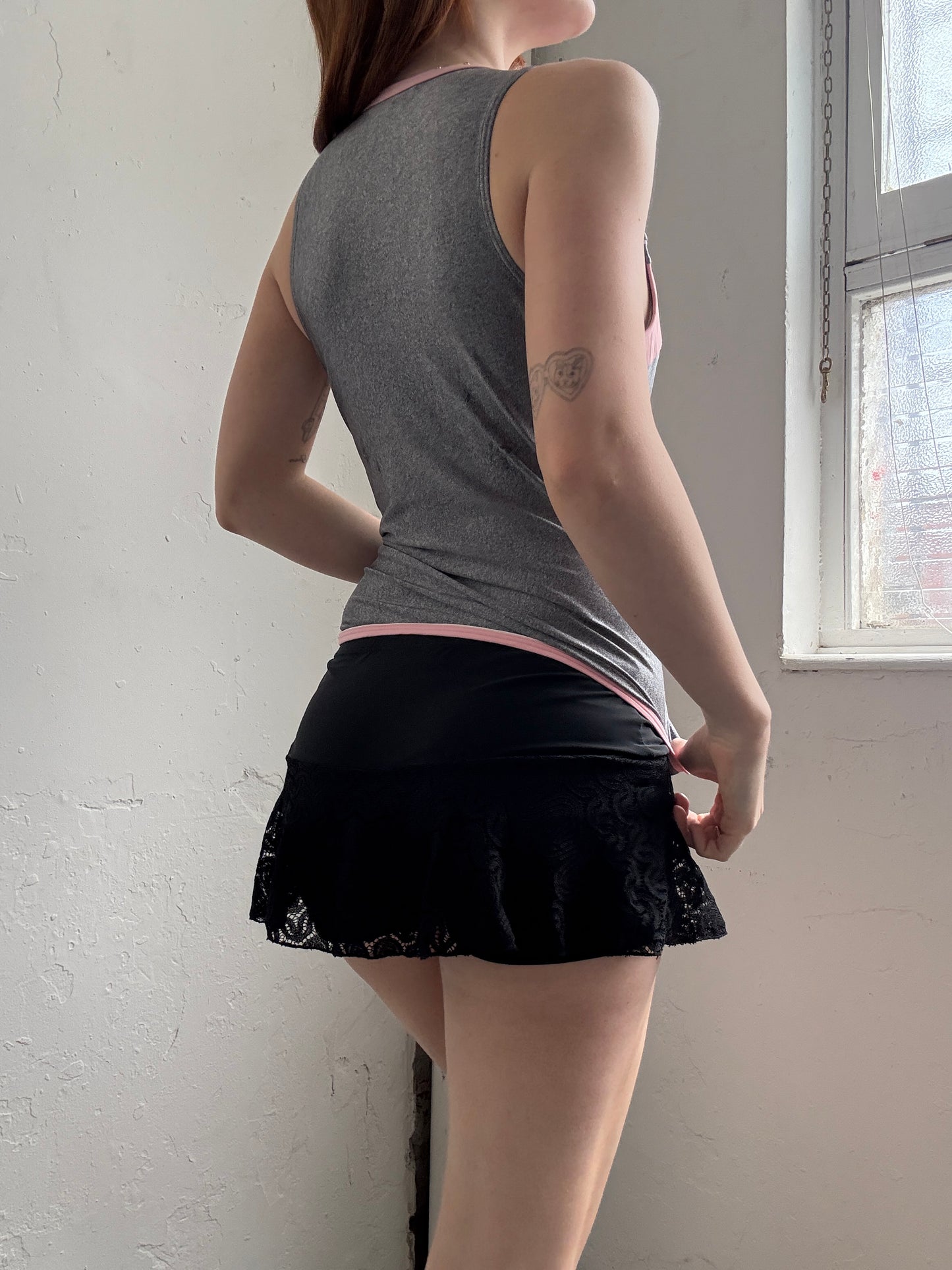 Grey Pink Ellesse Zip Up Swim Top - Size Medium