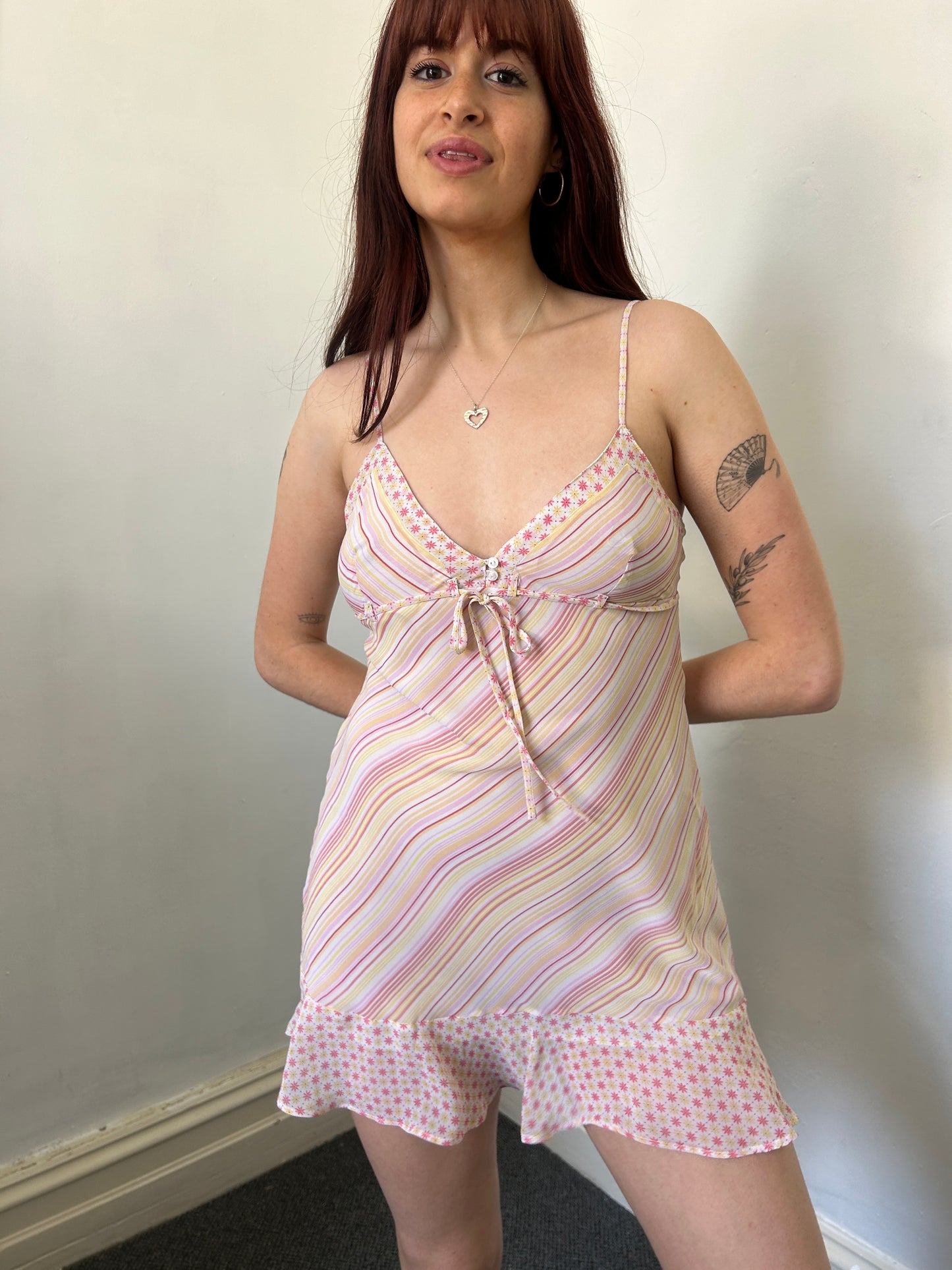 Pink Striped Cami Summer Dress - Size 10