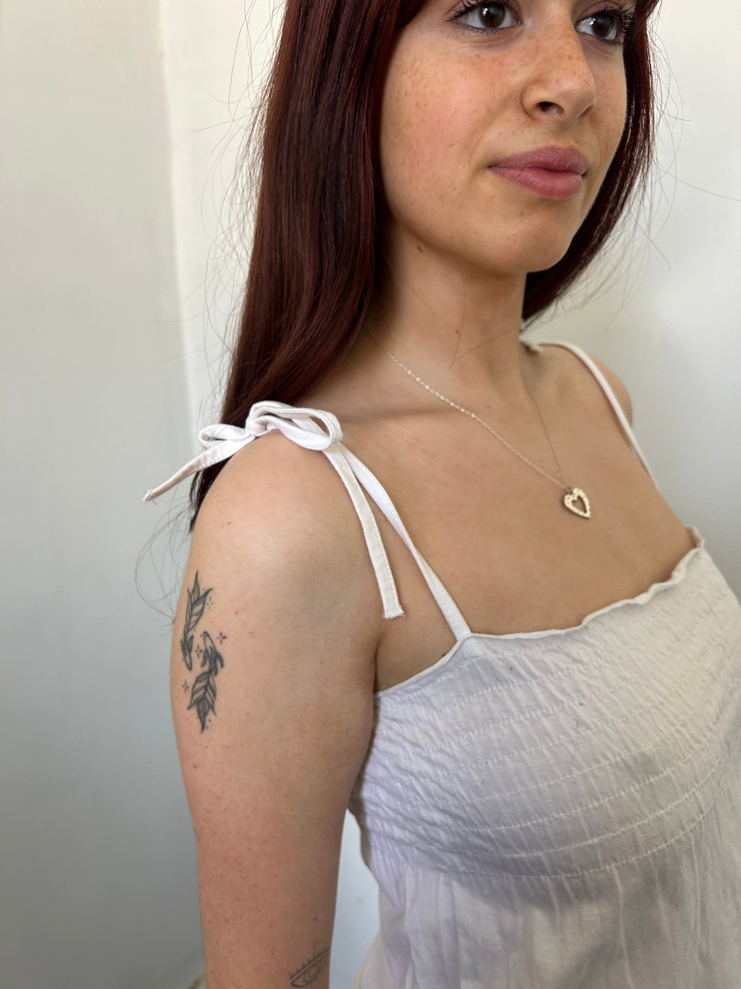 White Cotton Tie Ruched Cami Top - Size Small