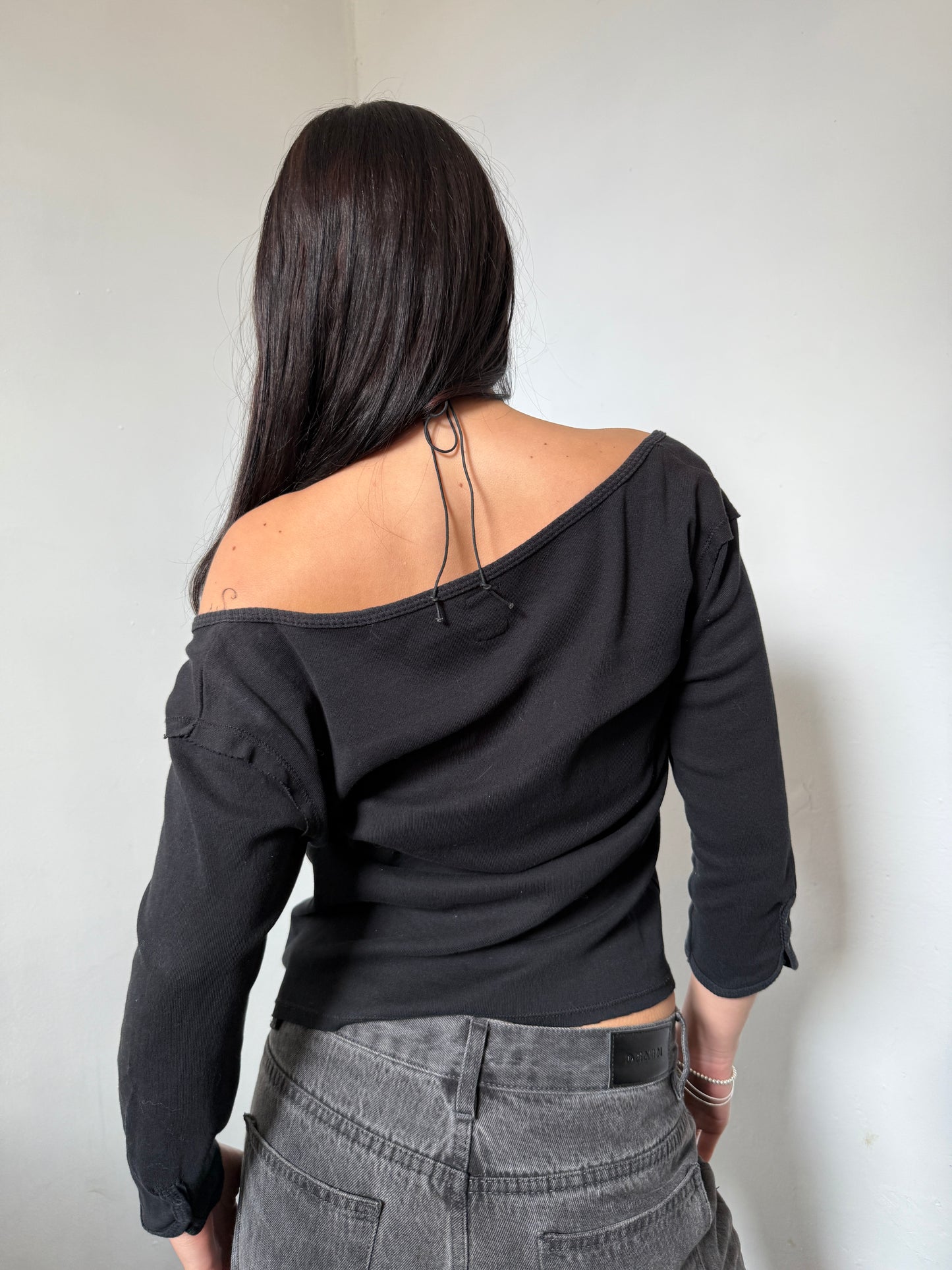 Black Red Off Shoulder Top - Size Medium